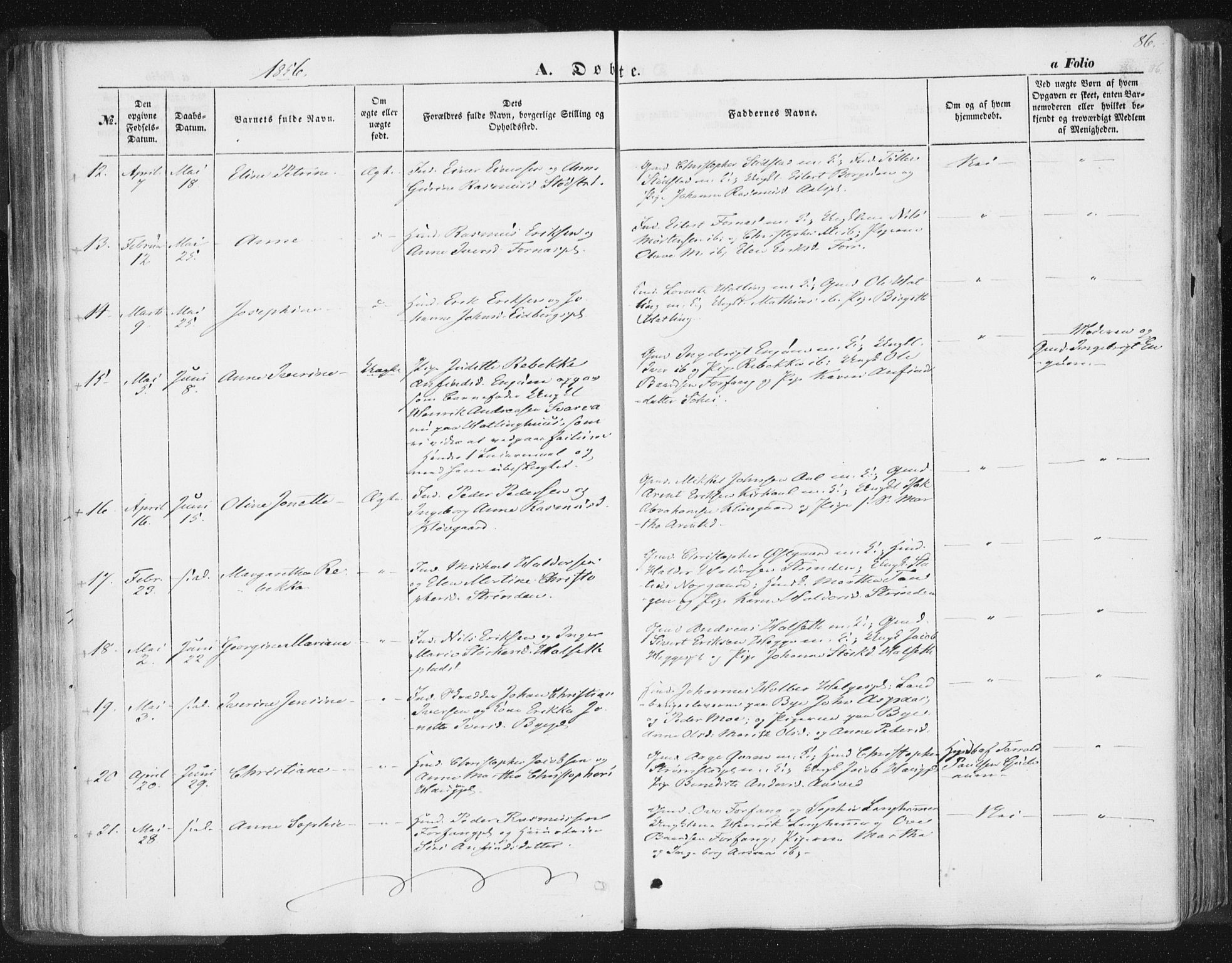 Ministerialprotokoller, klokkerbøker og fødselsregistre - Nord-Trøndelag, AV/SAT-A-1458/746/L0446: Parish register (official) no. 746A05, 1846-1859, p. 86