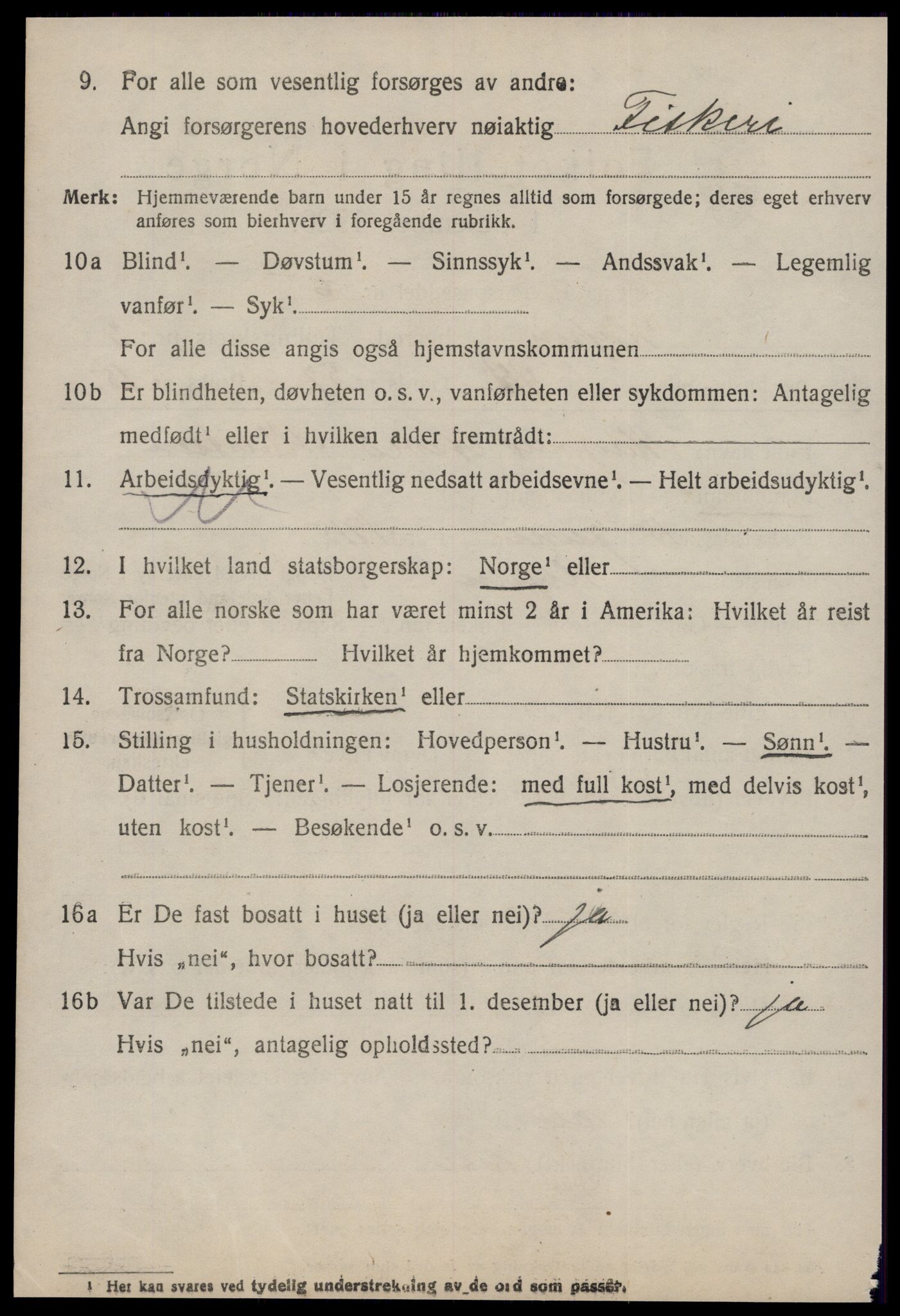 SAT, 1920 census for Hopen, 1920, p. 1991