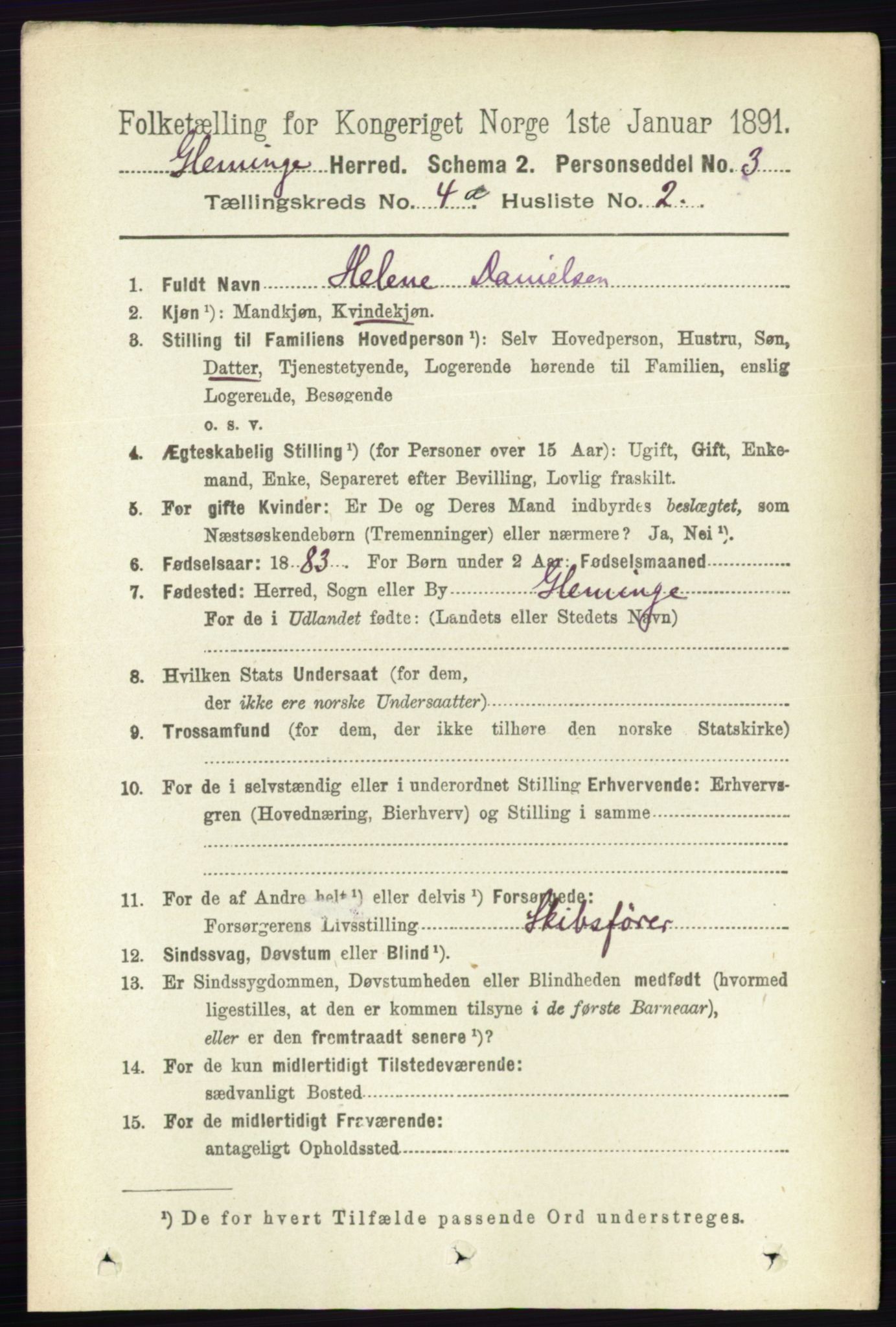 RA, 1891 census for 0132 Glemmen, 1891, p. 3482