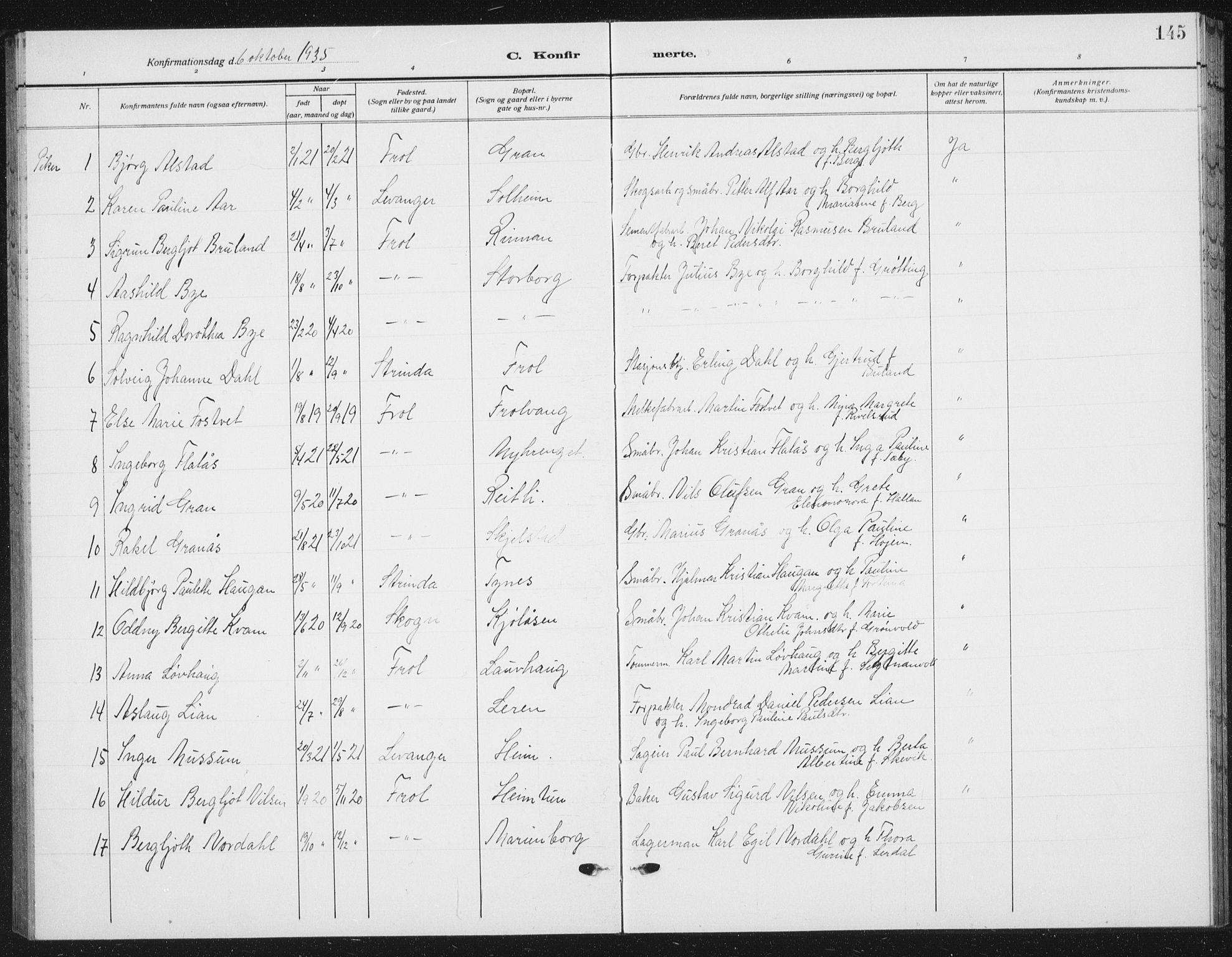 Ministerialprotokoller, klokkerbøker og fødselsregistre - Nord-Trøndelag, SAT/A-1458/721/L0209: Parish register (copy) no. 721C02, 1918-1940, p. 145