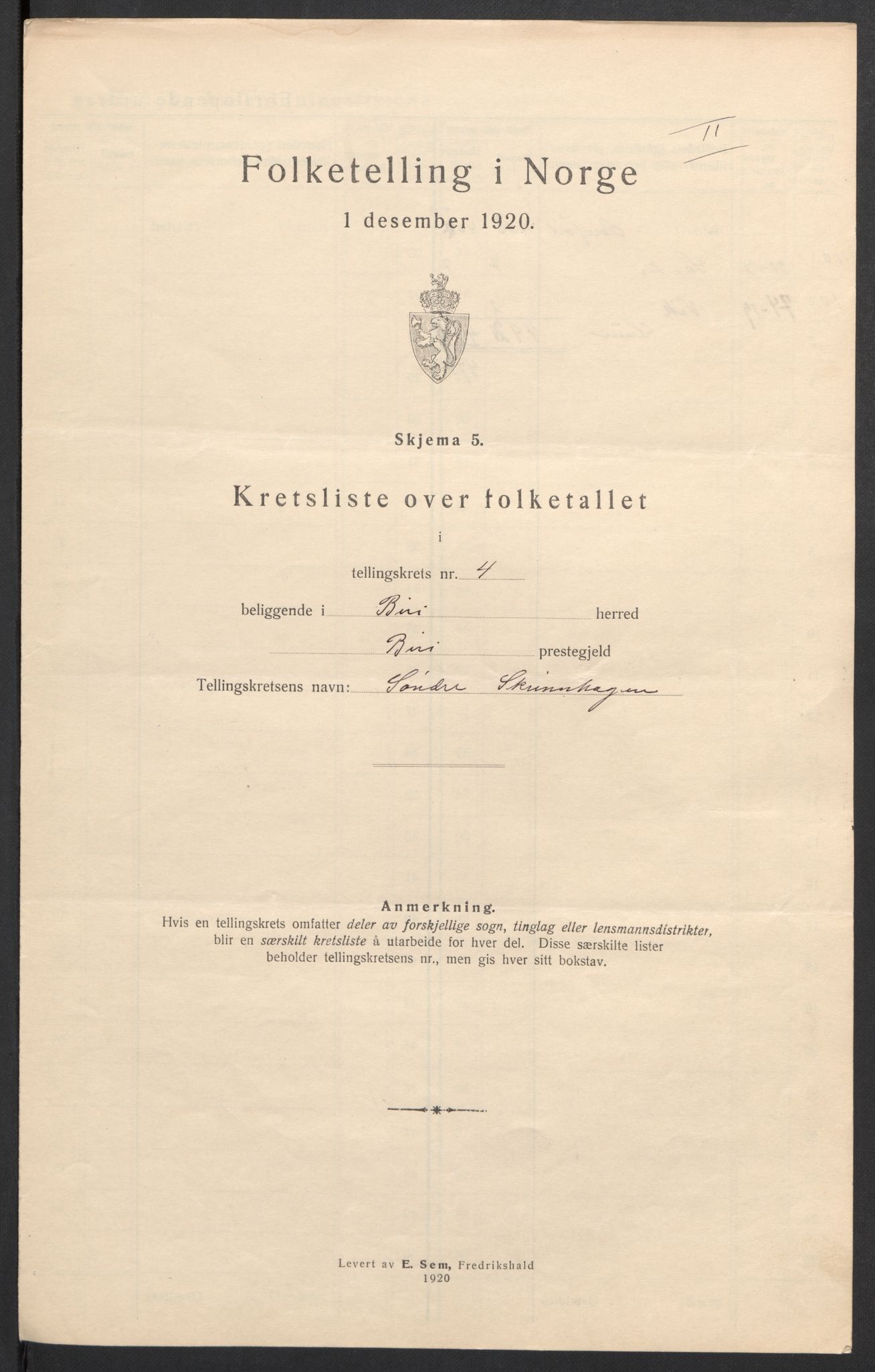 SAH, 1920 census for Biri, 1920, p. 19