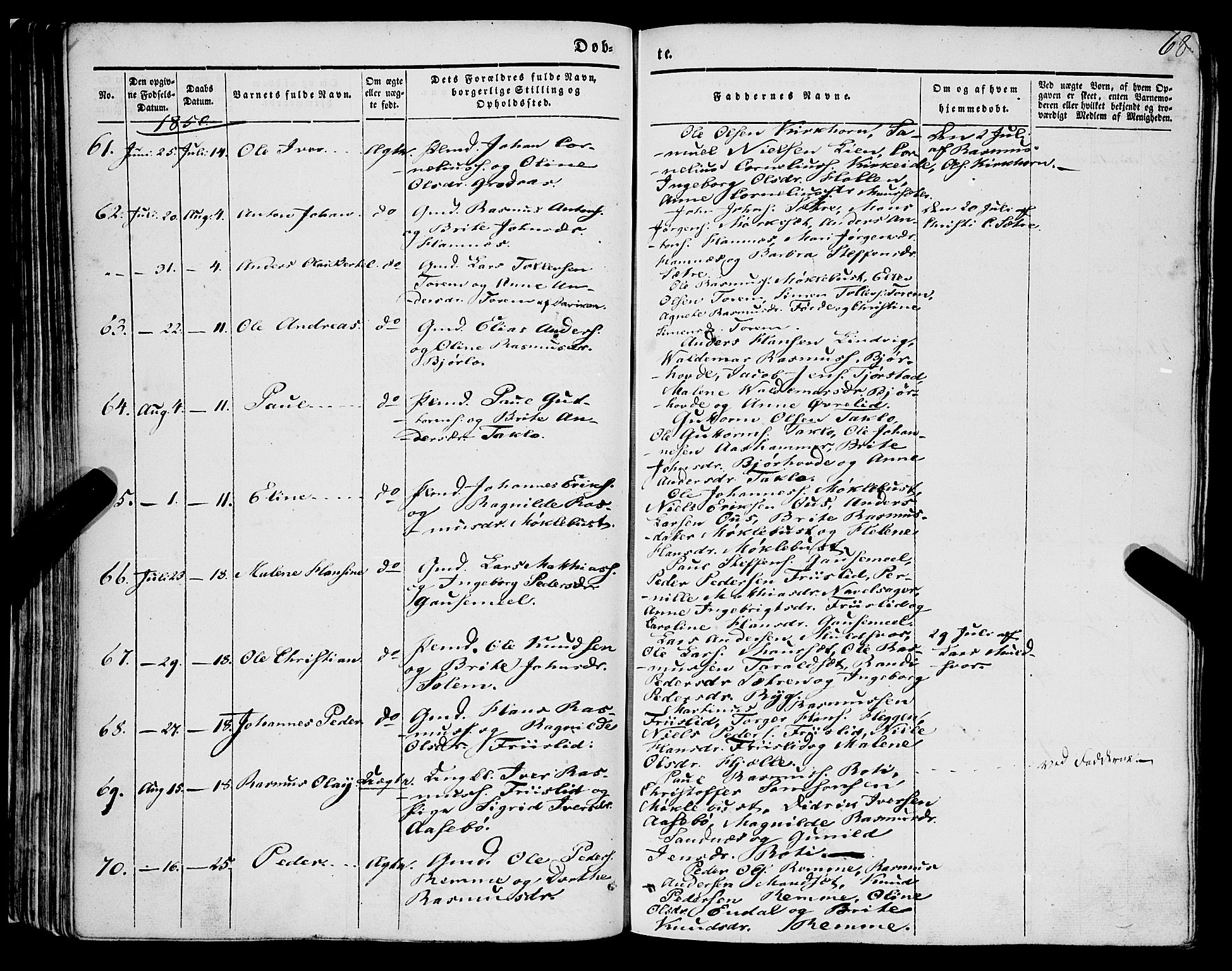 Eid sokneprestembete, AV/SAB-A-82301/H/Haa/Haaa/L0007: Parish register (official) no. A 7, 1844-1858, p. 68