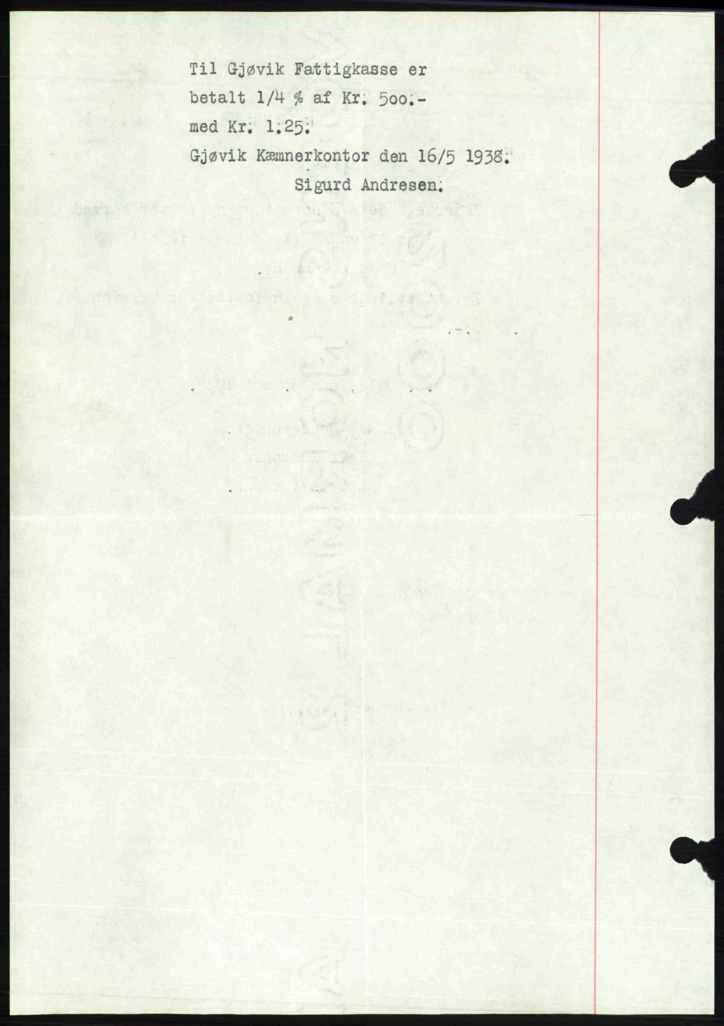 Toten tingrett, SAH/TING-006/H/Hb/Hbc/L0004: Mortgage book no. Hbc-04, 1938-1938, Diary no: : 941/1938