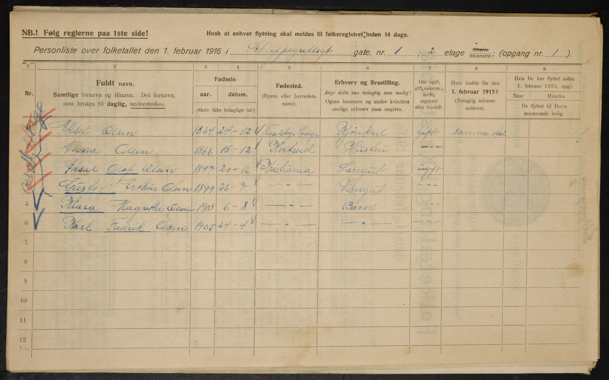 OBA, Municipal Census 1916 for Kristiania, 1916, p. 91774