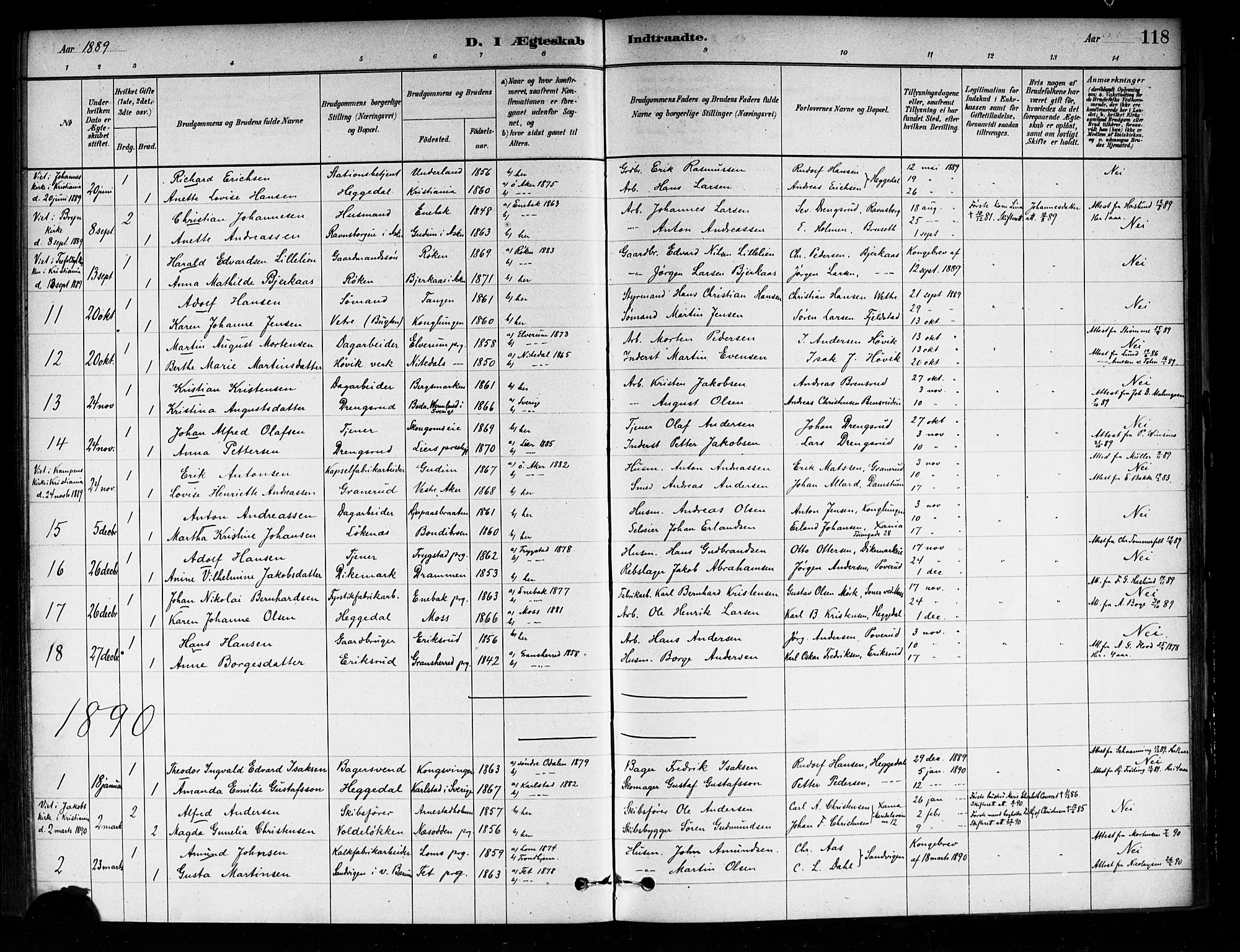 Asker prestekontor Kirkebøker, SAO/A-10256a/F/Fa/L0014: Parish register (official) no. I 14, 1879-1900, p. 118
