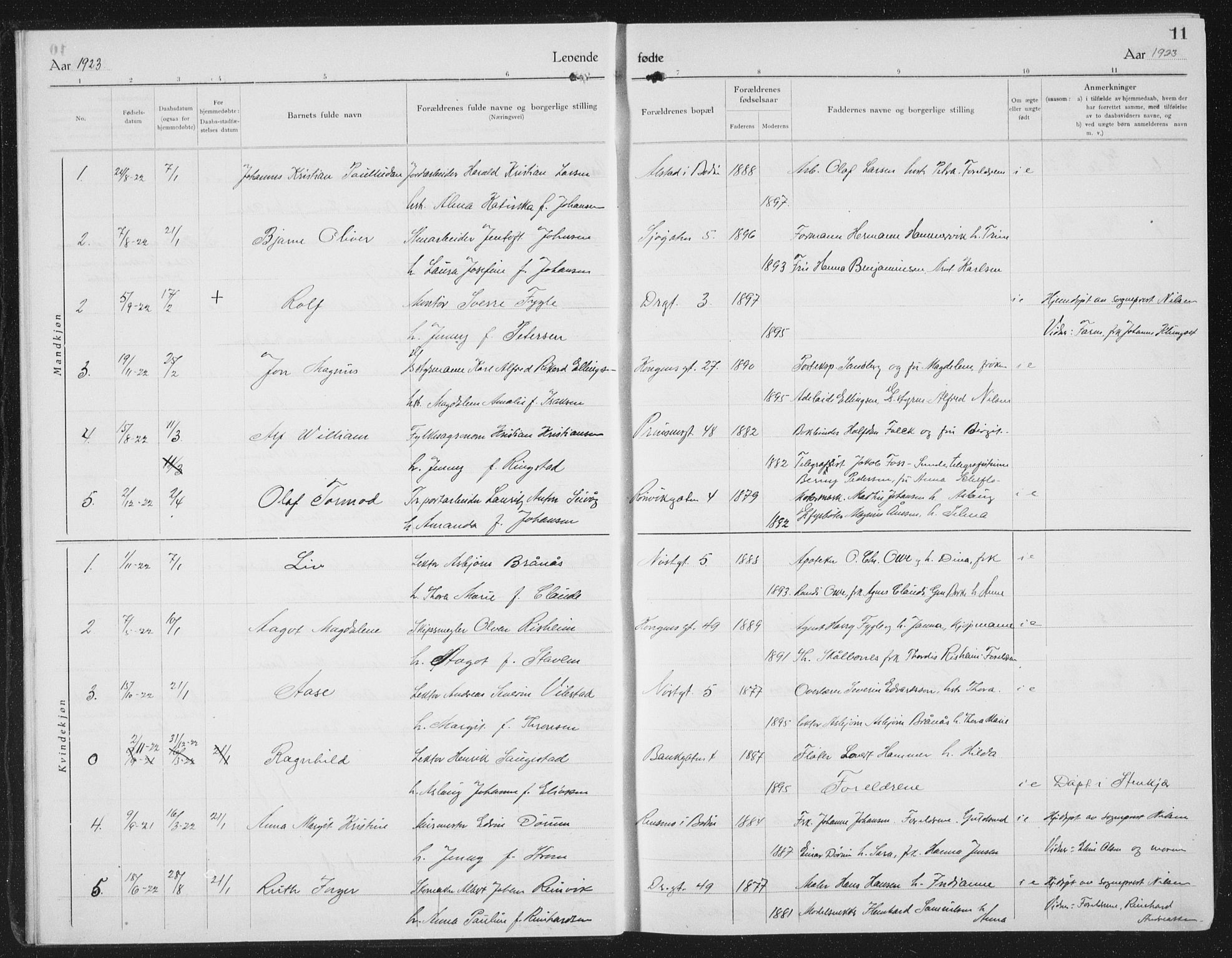 Ministerialprotokoller, klokkerbøker og fødselsregistre - Nordland, SAT/A-1459/801/L0037: Parish register (copy) no. 801C12, 1921-1937, p. 11