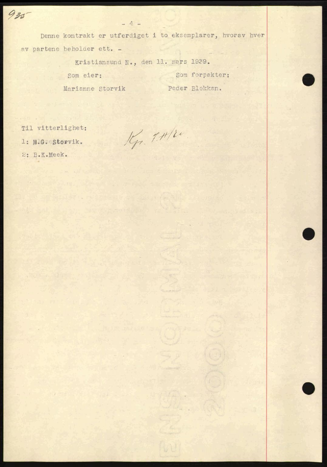 Nordmøre sorenskriveri, AV/SAT-A-4132/1/2/2Ca: Mortgage book no. B84, 1938-1939, Diary no: : 698/1939