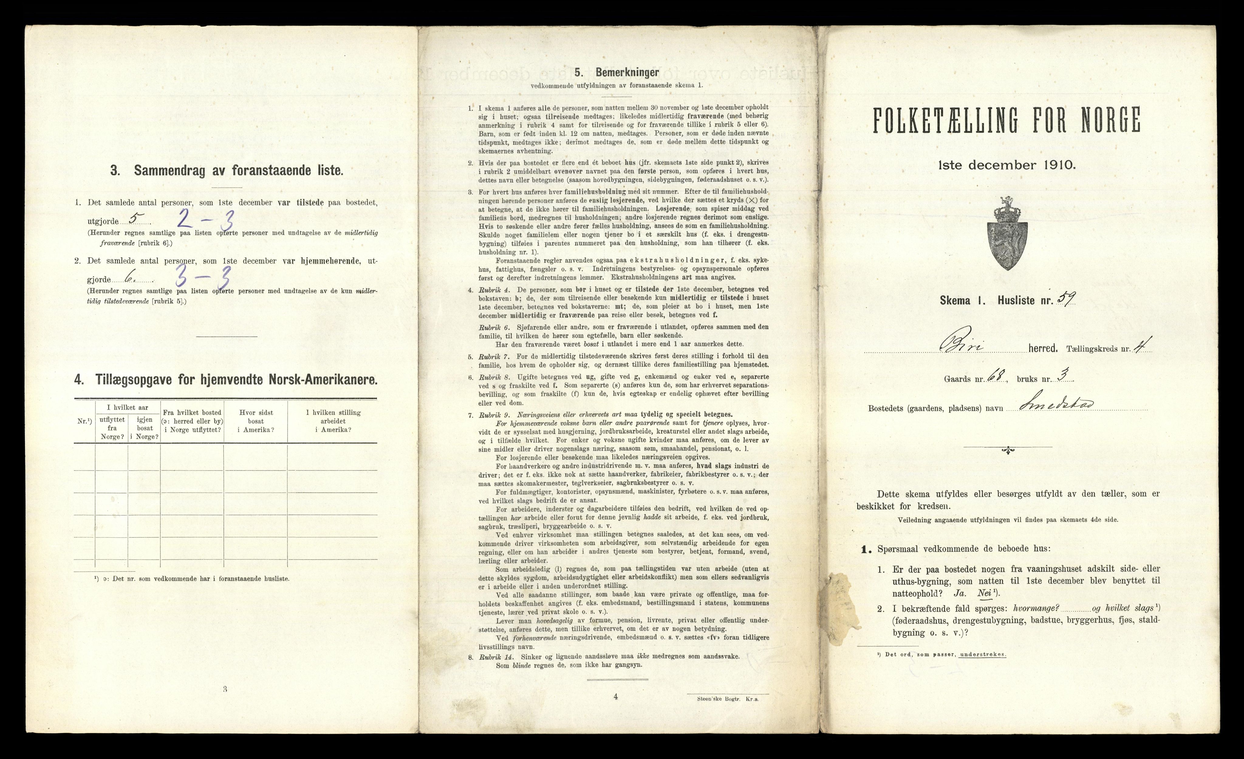 RA, 1910 census for Biri, 1910, p. 825