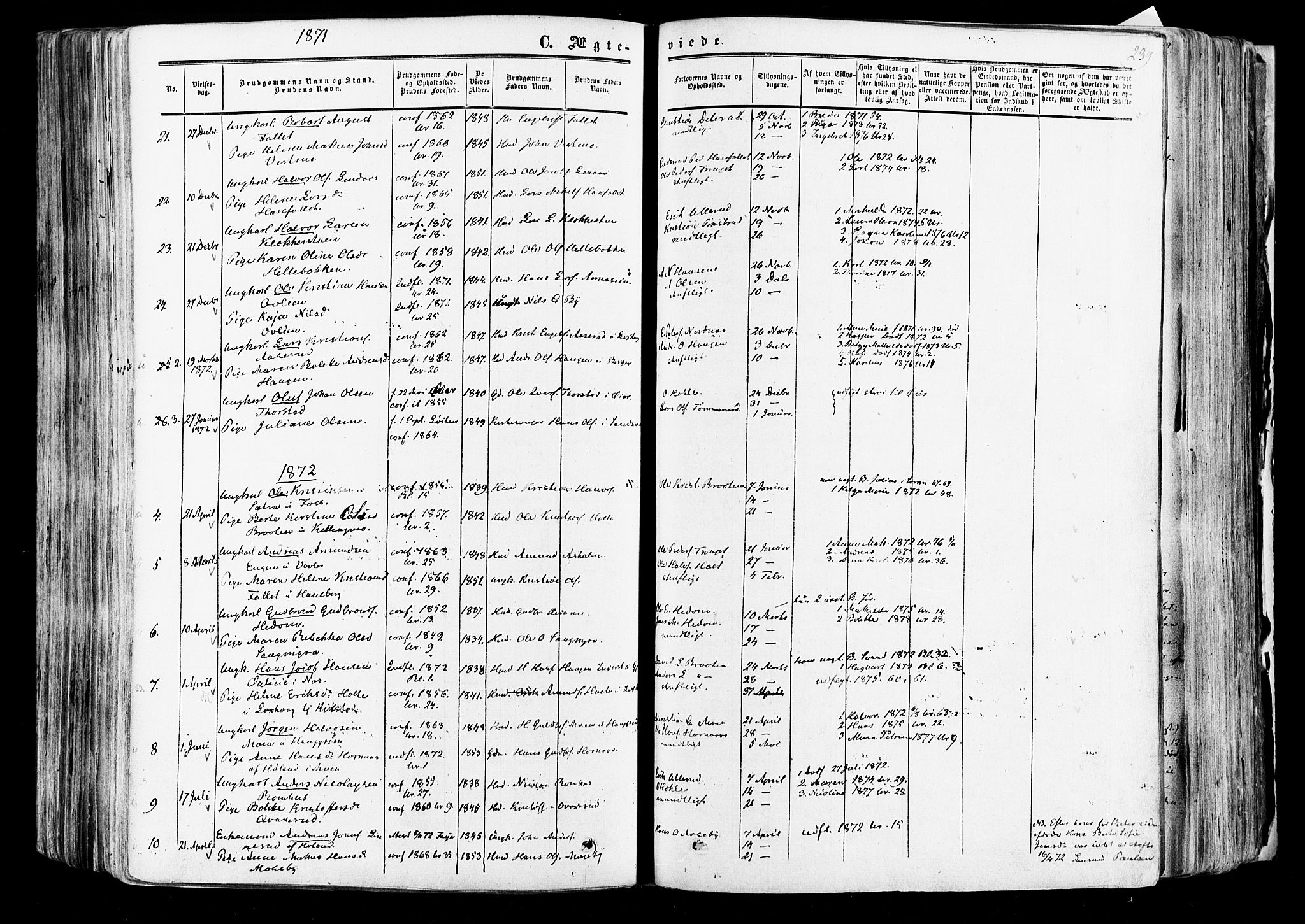 Aurskog prestekontor Kirkebøker, AV/SAO-A-10304a/F/Fa/L0007: Parish register (official) no. I 7, 1854-1877, p. 239