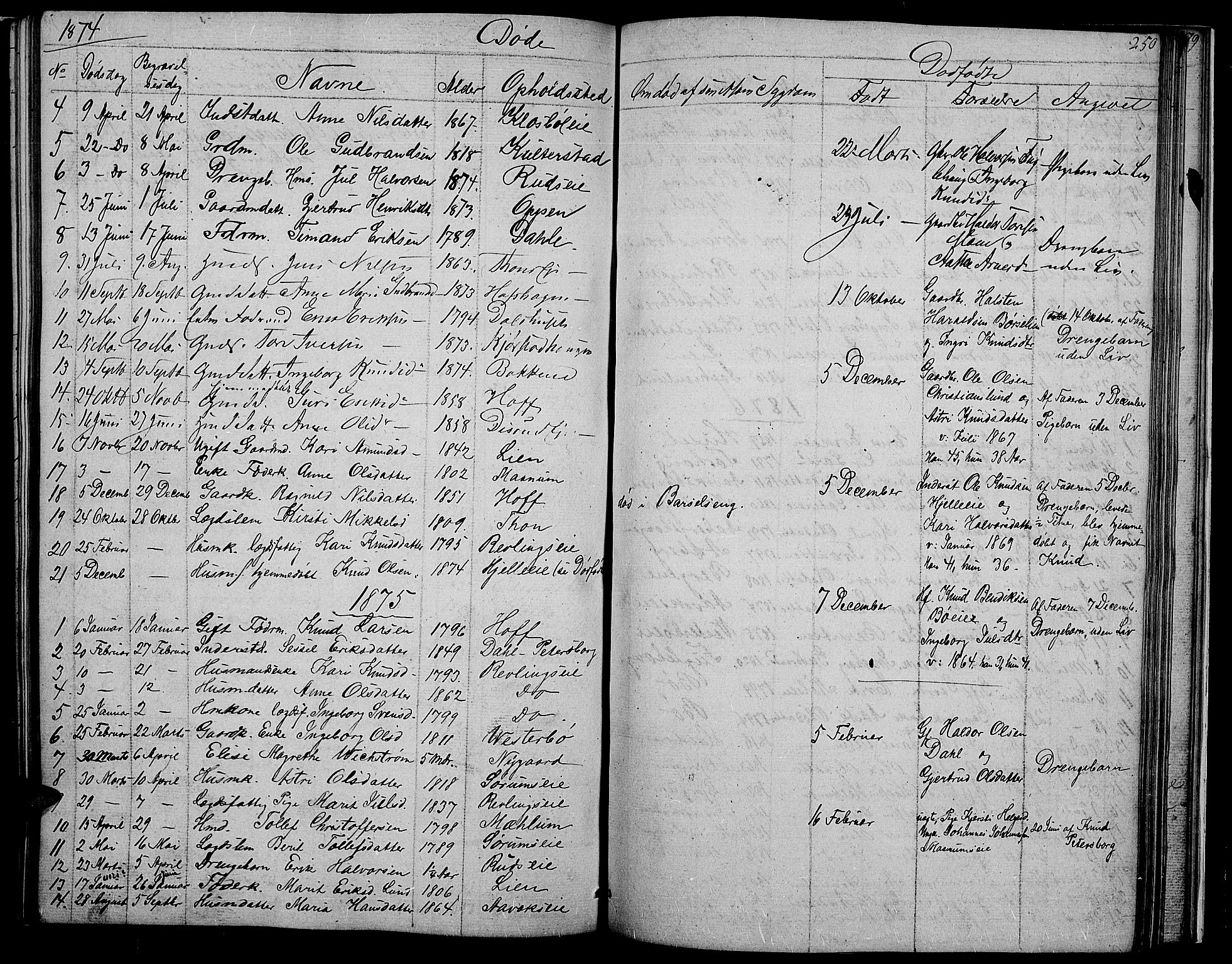 Nord-Aurdal prestekontor, SAH/PREST-132/H/Ha/Hab/L0002: Parish register (copy) no. 2, 1842-1877, p. 250