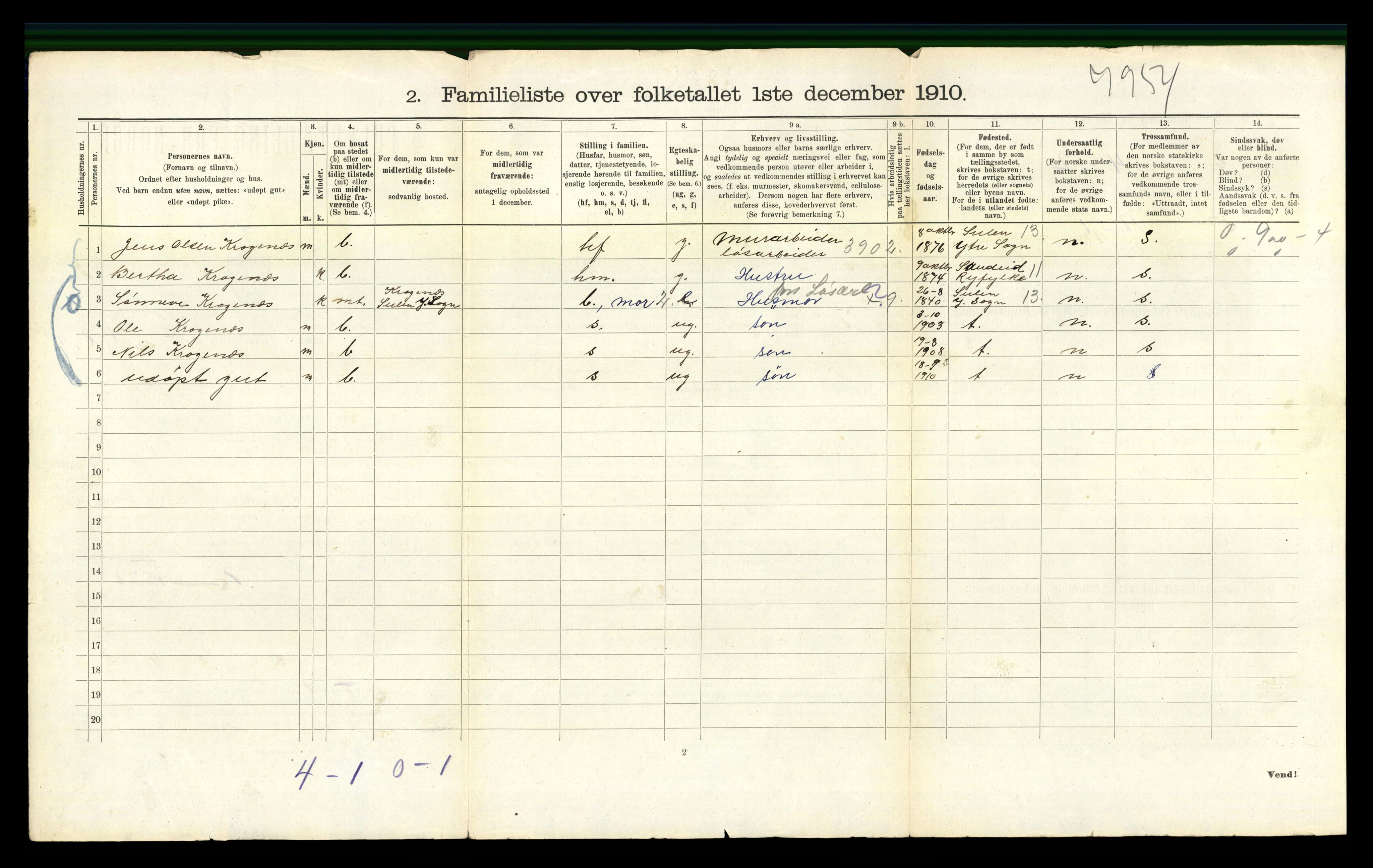 RA, 1910 census for Bergen, 1910, p. 9428