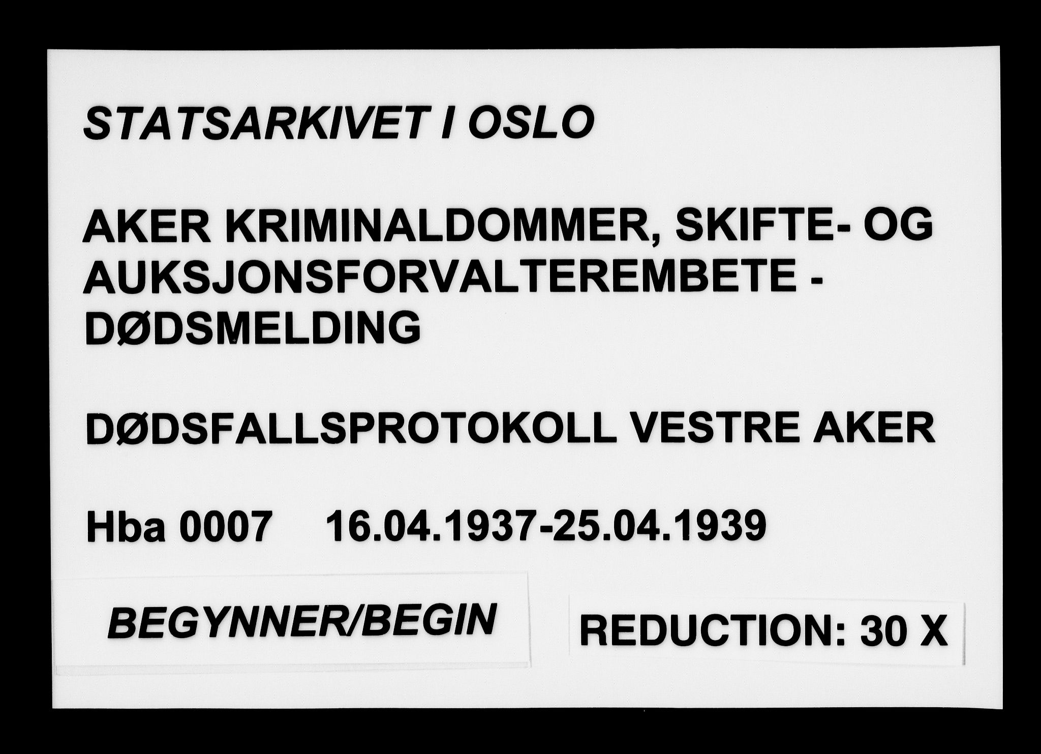 Aker kriminaldommer, skifte- og auksjonsforvalterembete, AV/SAO-A-10452/H/Hb/Hba/Hbab/L0007: Dødsfallsprotokoll for Vestre Aker, 1937-1939