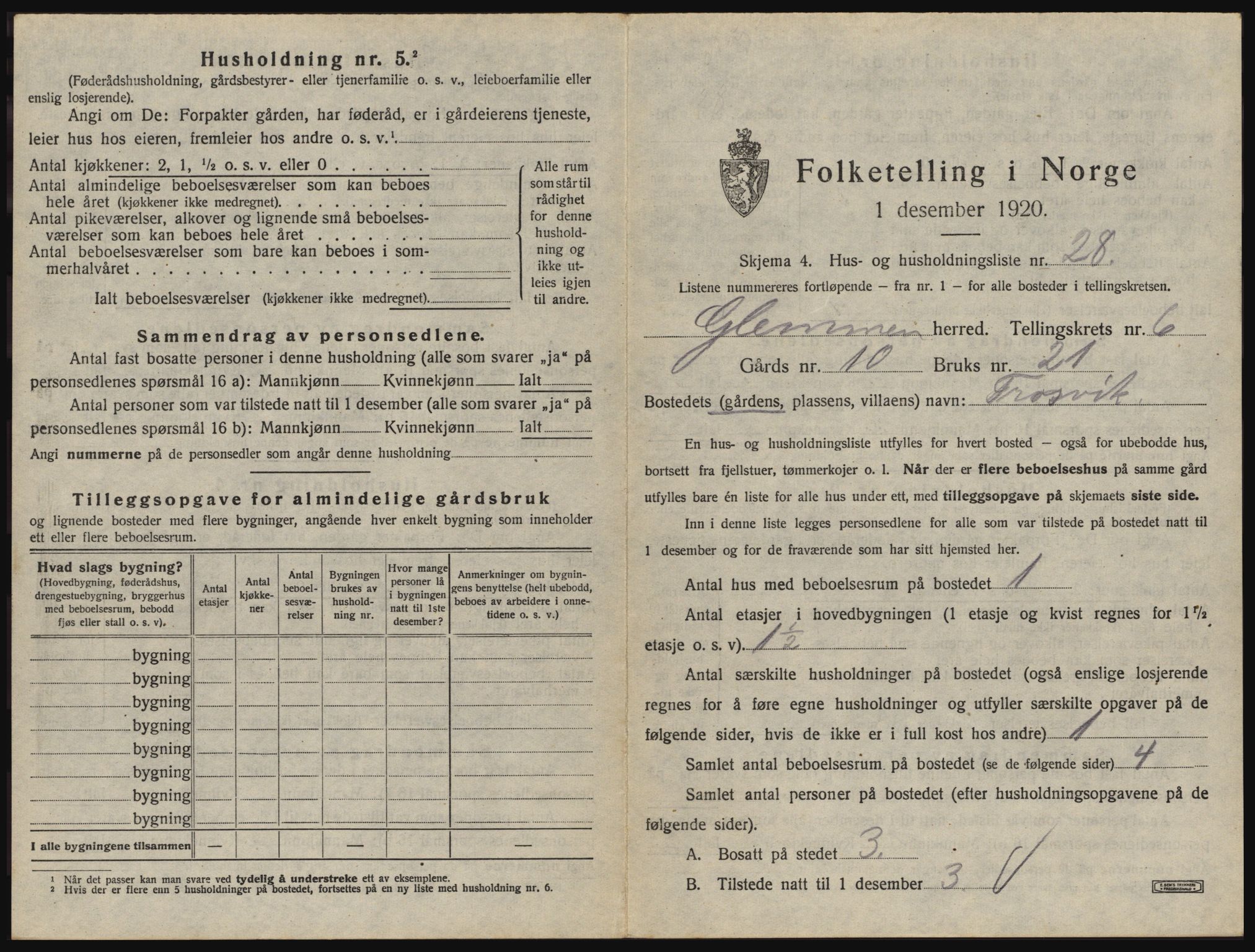 SAO, 1920 census for Glemmen, 1920, p. 2555