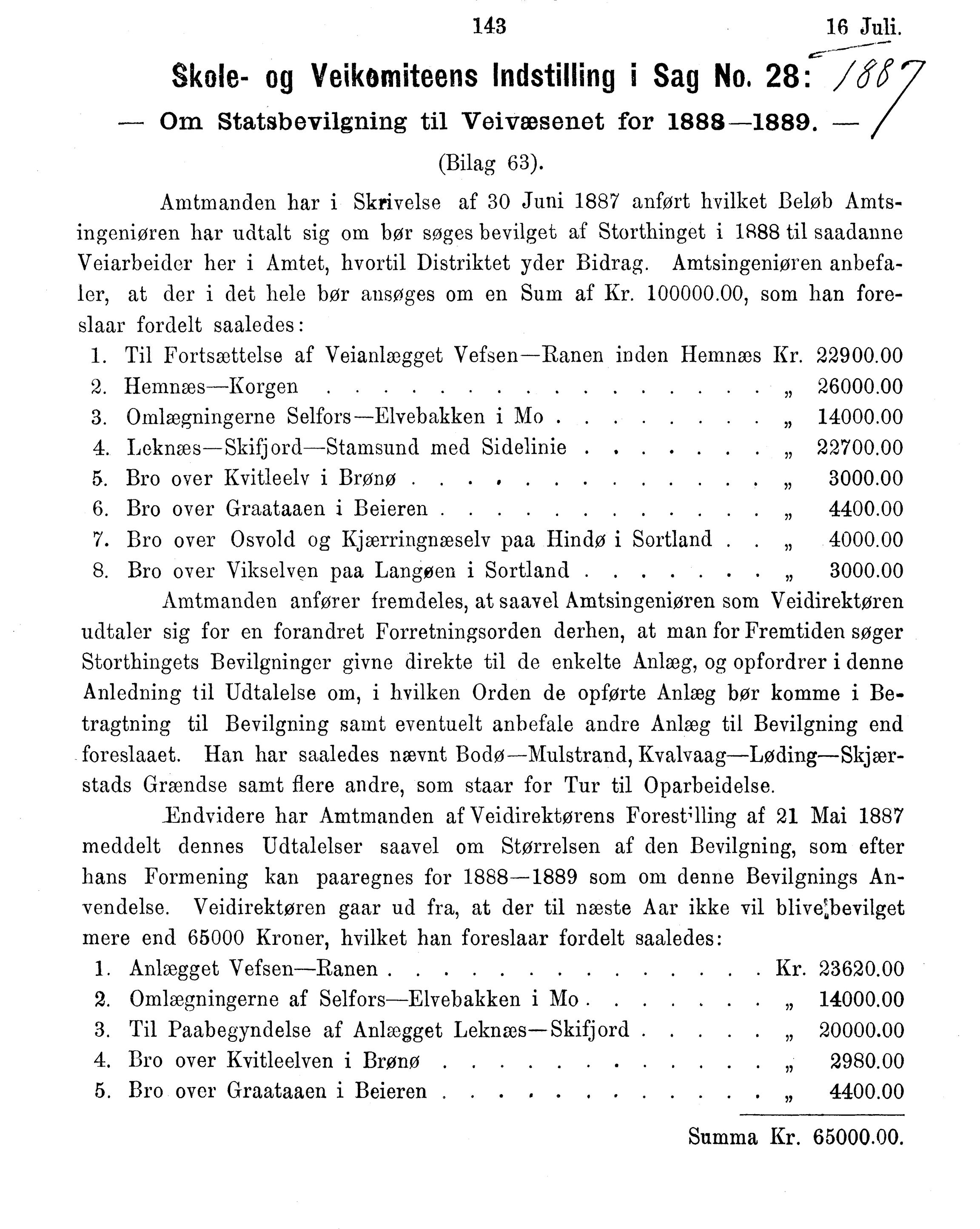 Nordland Fylkeskommune. Fylkestinget, AIN/NFK-17/176/A/Ac/L0015: Fylkestingsforhandlinger 1886-1890, 1886-1890