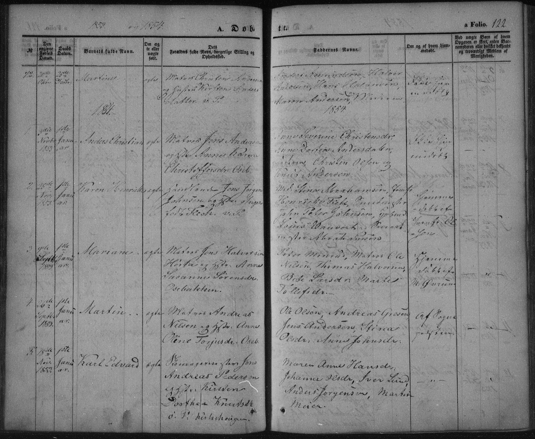 Porsgrunn kirkebøker , SAKO/A-104/F/Fa/L0006: Parish register (official) no. 6, 1841-1857, p. 122
