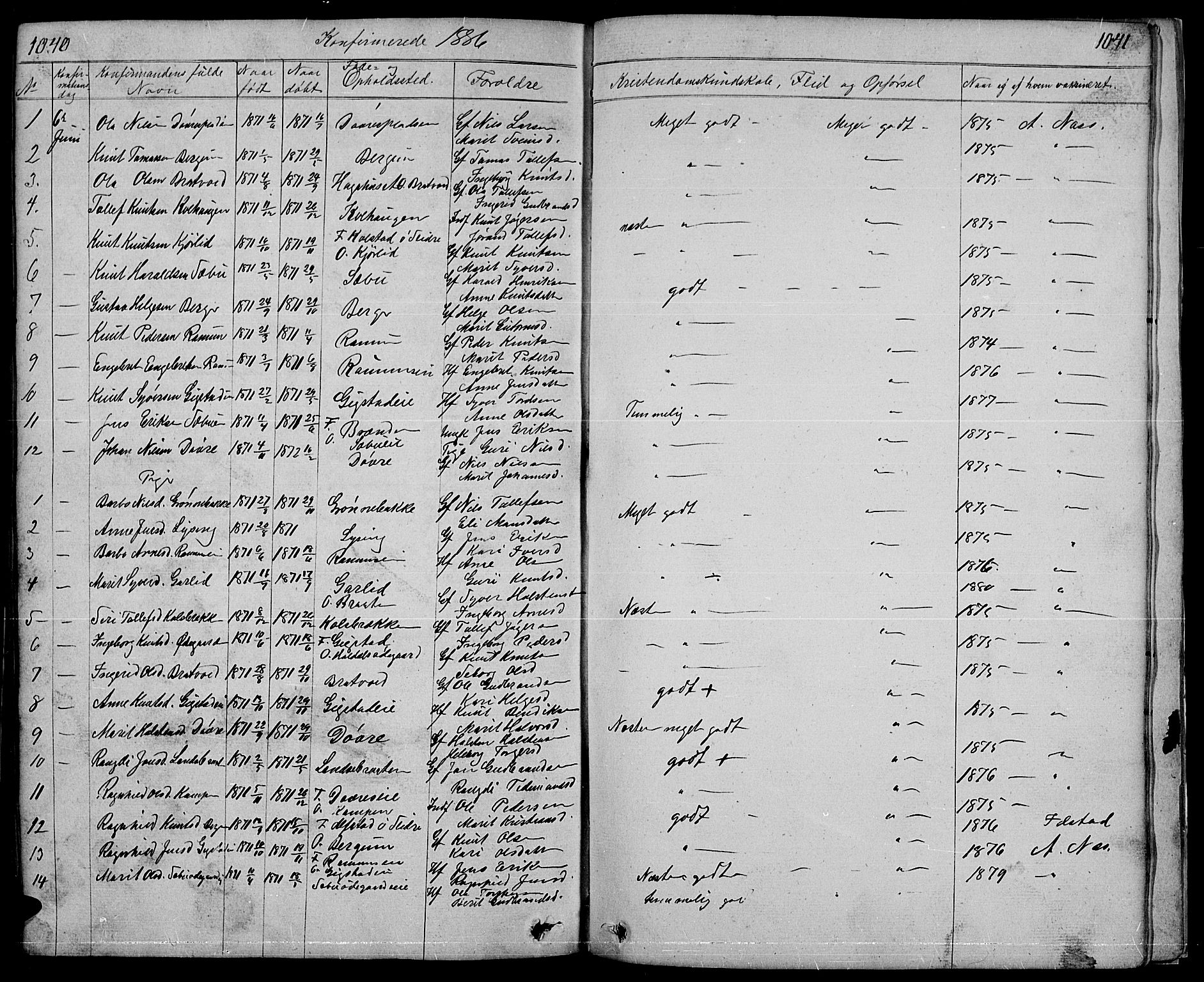 Nord-Aurdal prestekontor, SAH/PREST-132/H/Ha/Hab/L0001: Parish register (copy) no. 1, 1834-1887, p. 1040-1041