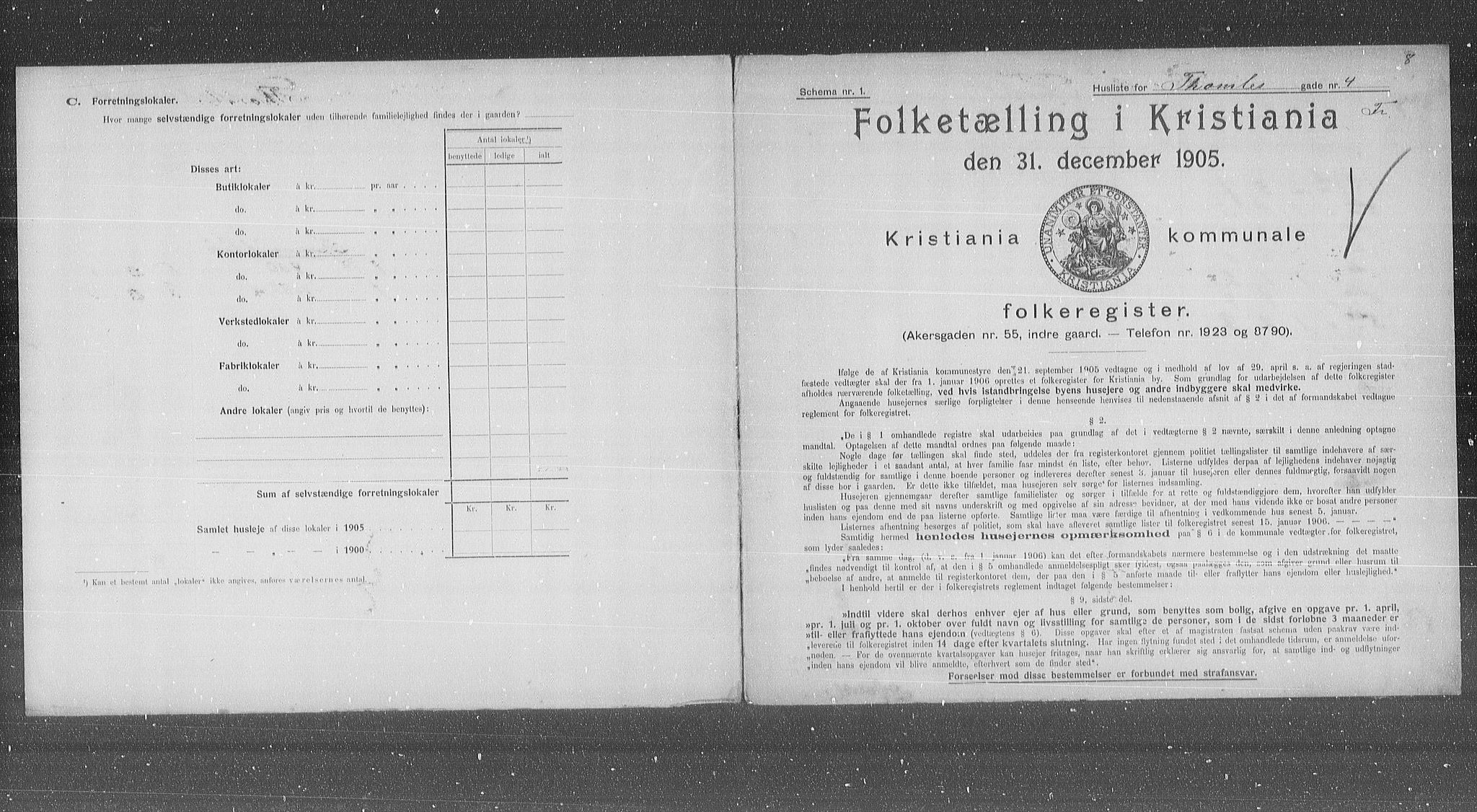 OBA, Municipal Census 1905 for Kristiania, 1905, p. 57183