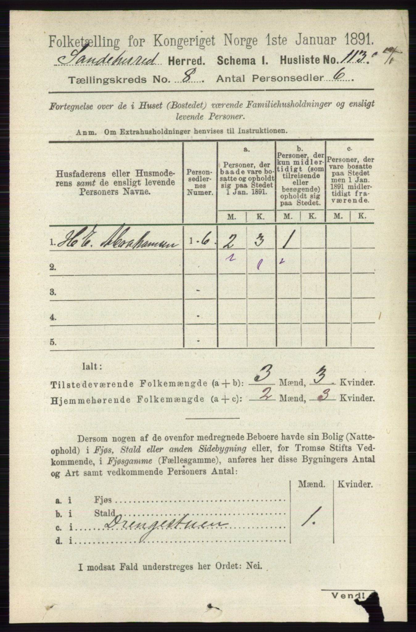 RA, 1891 census for 0724 Sandeherred, 1891, p. 4825