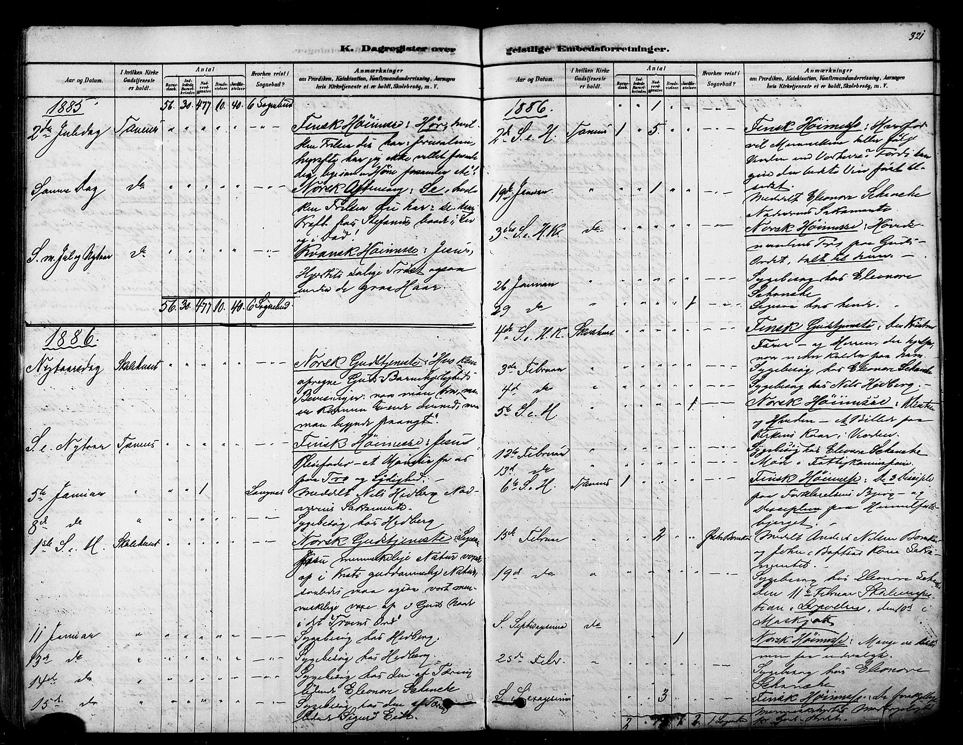 Tana sokneprestkontor, SATØ/S-1334/H/Ha/L0004kirke: Parish register (official) no. 4, 1878-1891, p. 321