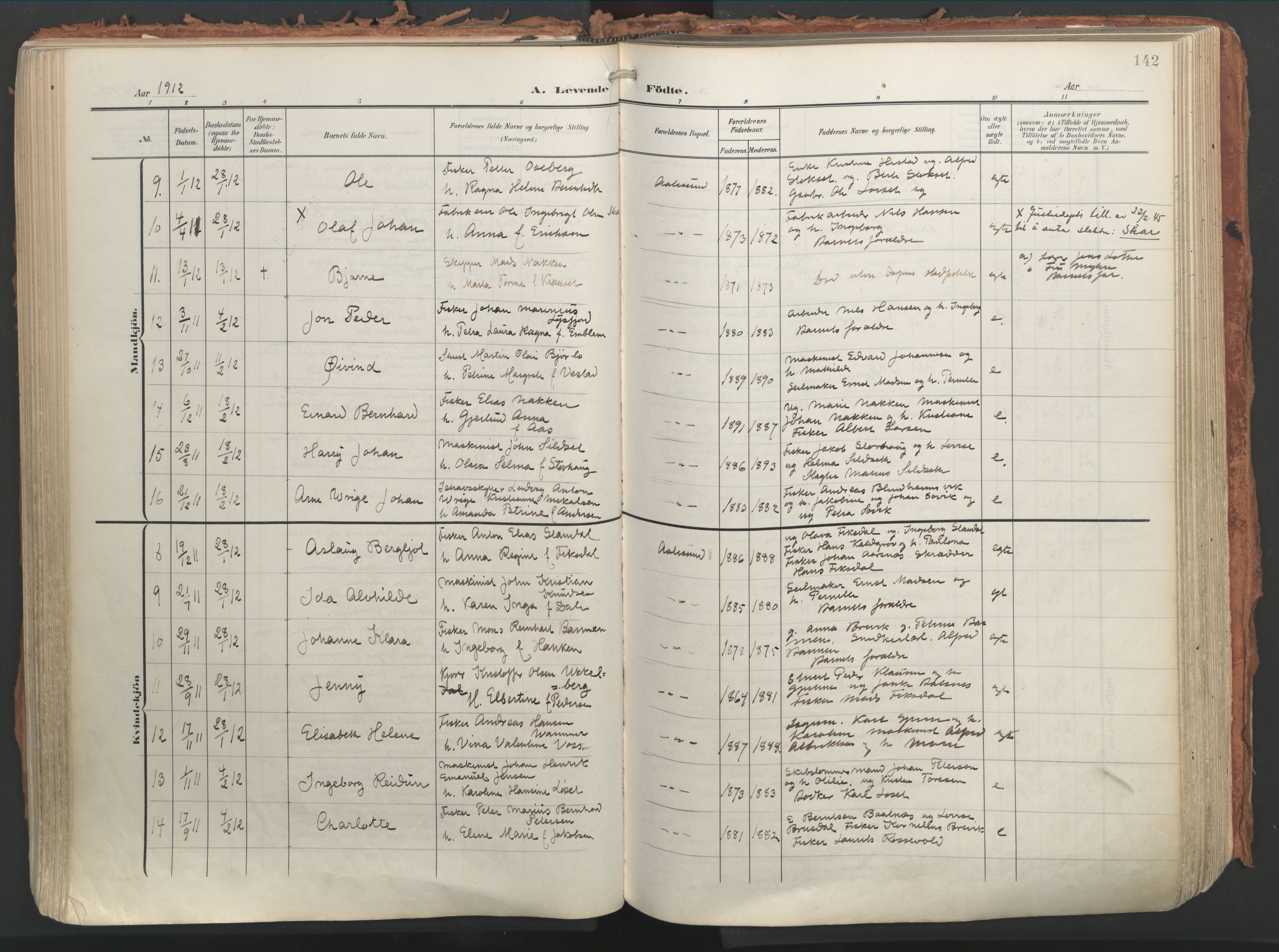 Ministerialprotokoller, klokkerbøker og fødselsregistre - Møre og Romsdal, AV/SAT-A-1454/529/L0460: Parish register (official) no. 529A10, 1906-1917, p. 142