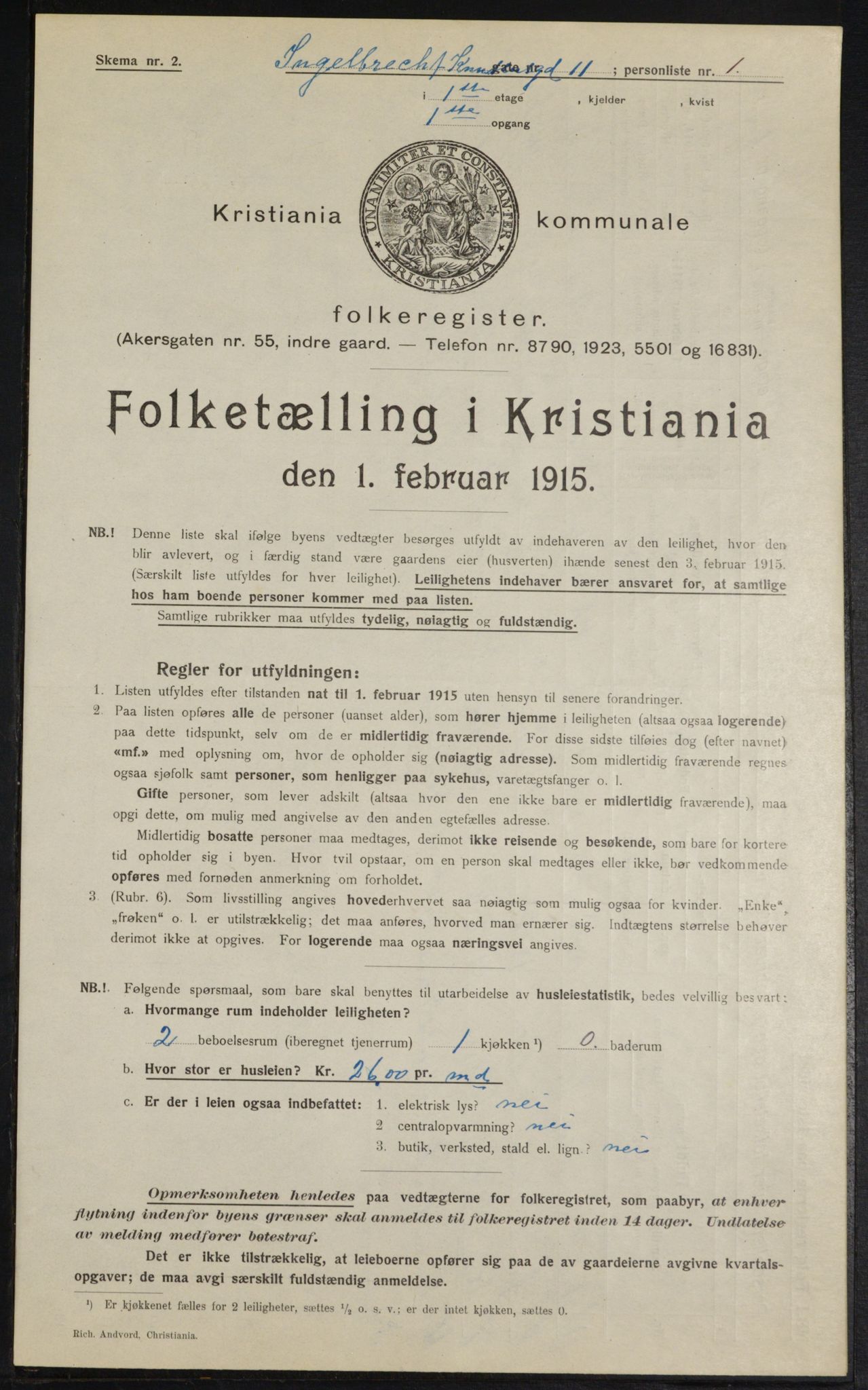 OBA, Municipal Census 1915 for Kristiania, 1915, p. 43382