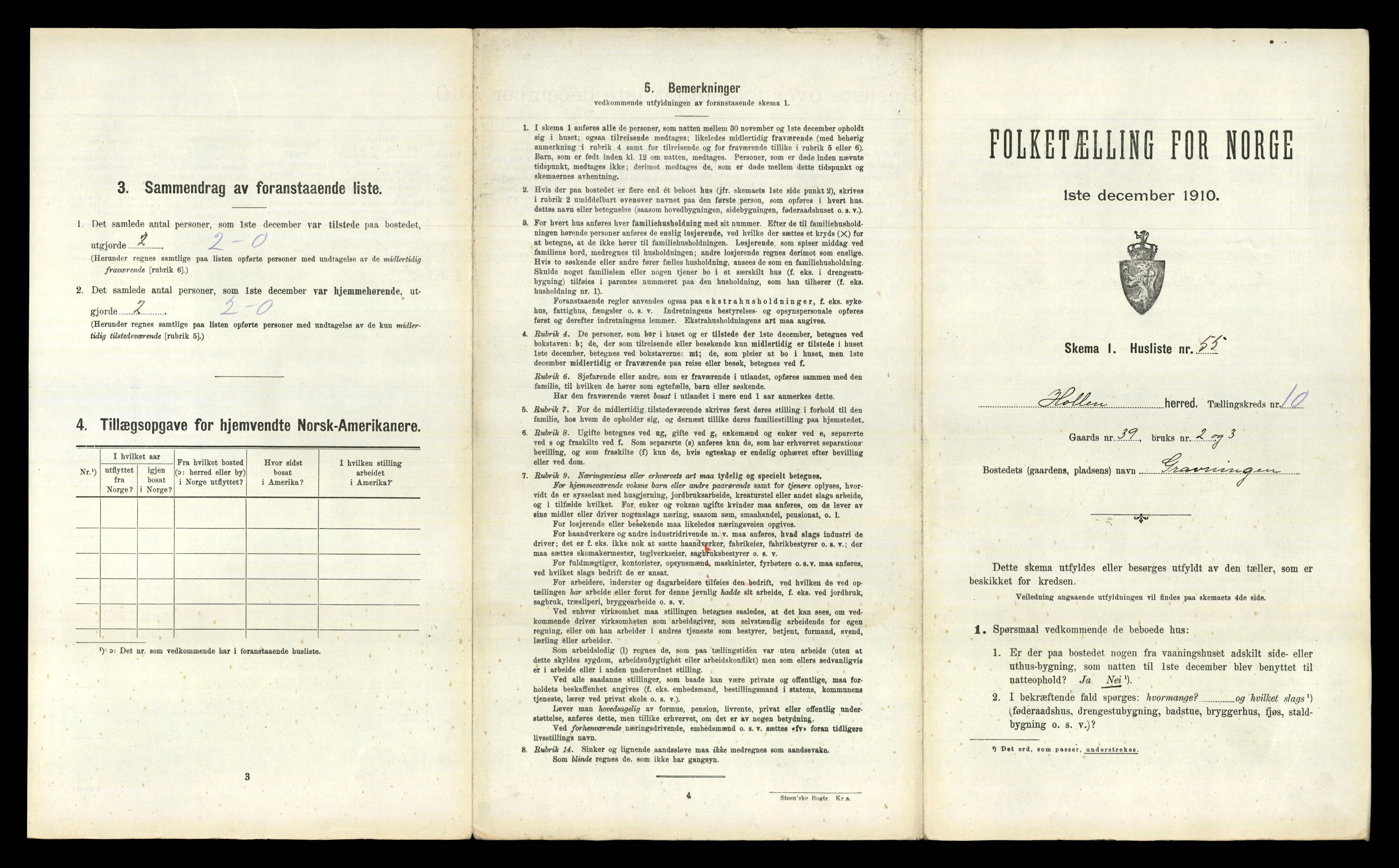 RA, 1910 census for Holla, 1910, p. 1171