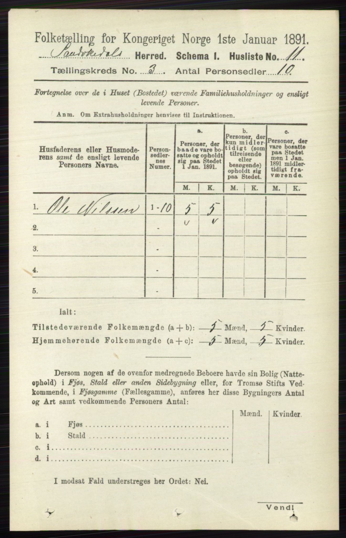 RA, 1891 census for 0816 Sannidal, 1891, p. 750