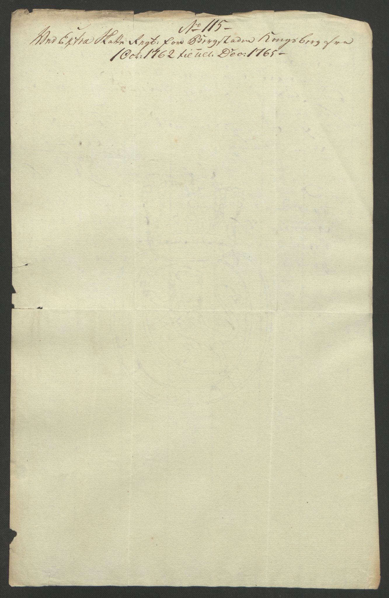 Rentekammeret inntil 1814, Reviderte regnskaper, Bergverksregnskaper, RA/EA-3222/R/Rc/Rca/L0843: Ekstraskatt, 1762-1765, p. 601