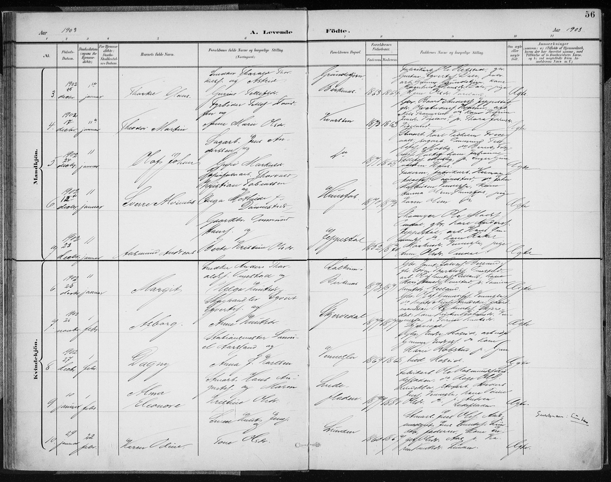 Vennesla sokneprestkontor, AV/SAK-1111-0045/Fa/Fab/L0005: Parish register (official) no. A 5, 1897-1909, p. 56