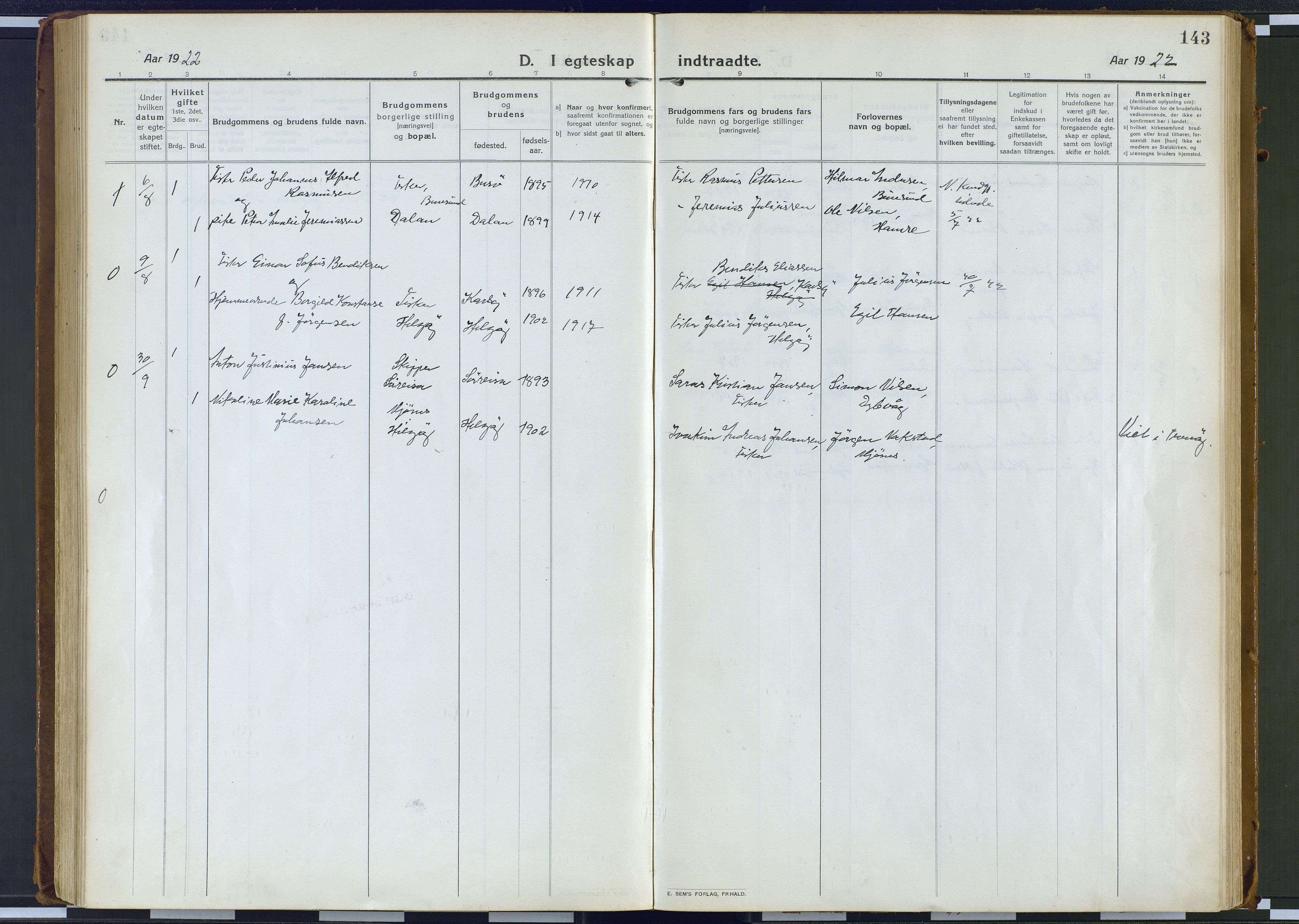 Karlsøy sokneprestembete, AV/SATØ-S-1299/H/Ha/Haa/L0016kirke: Parish register (official) no. 16, 1916-1934, p. 143