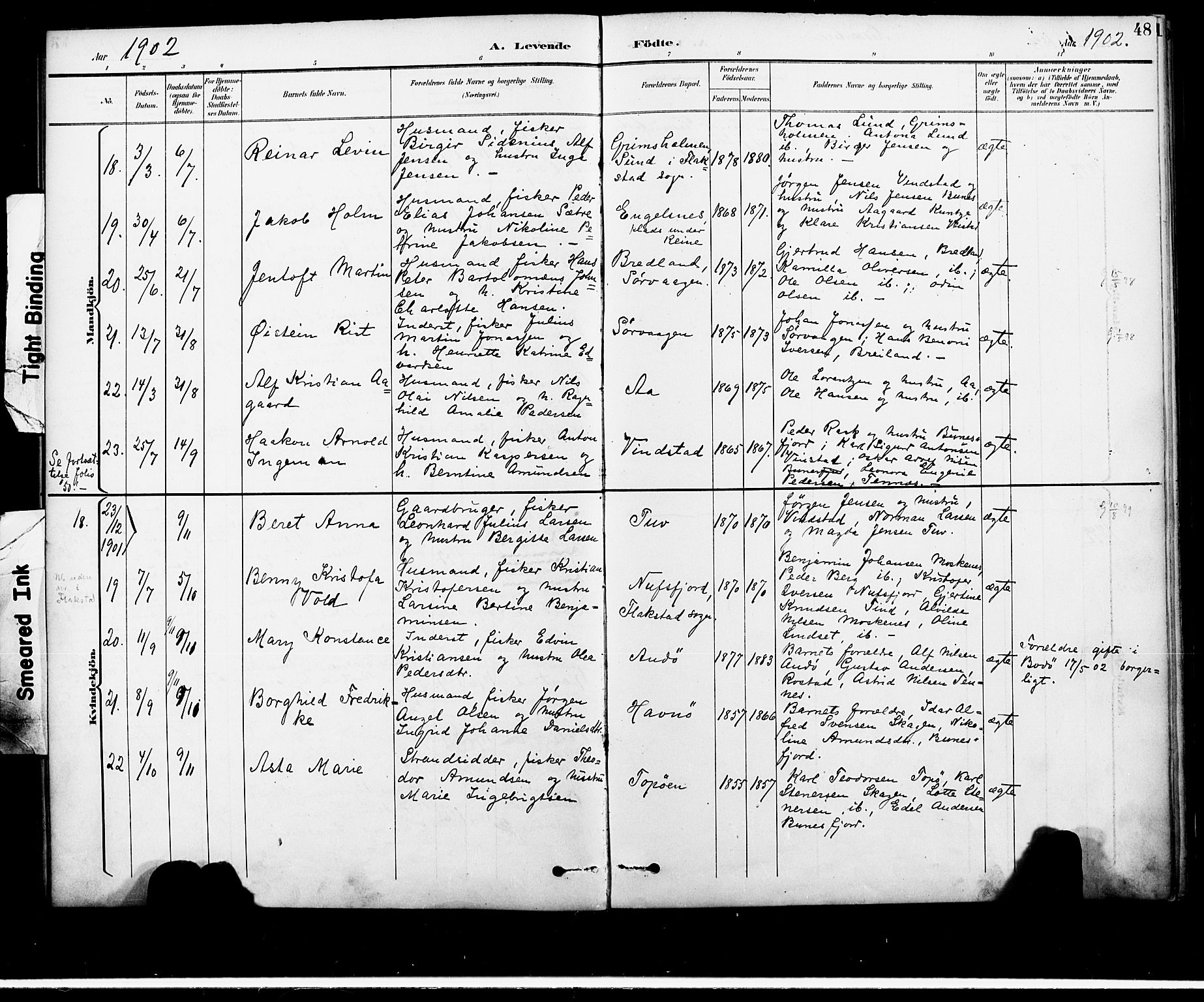 Ministerialprotokoller, klokkerbøker og fødselsregistre - Nordland, AV/SAT-A-1459/886/L1220: Parish register (official) no. 886A02, 1892-1903, p. 48