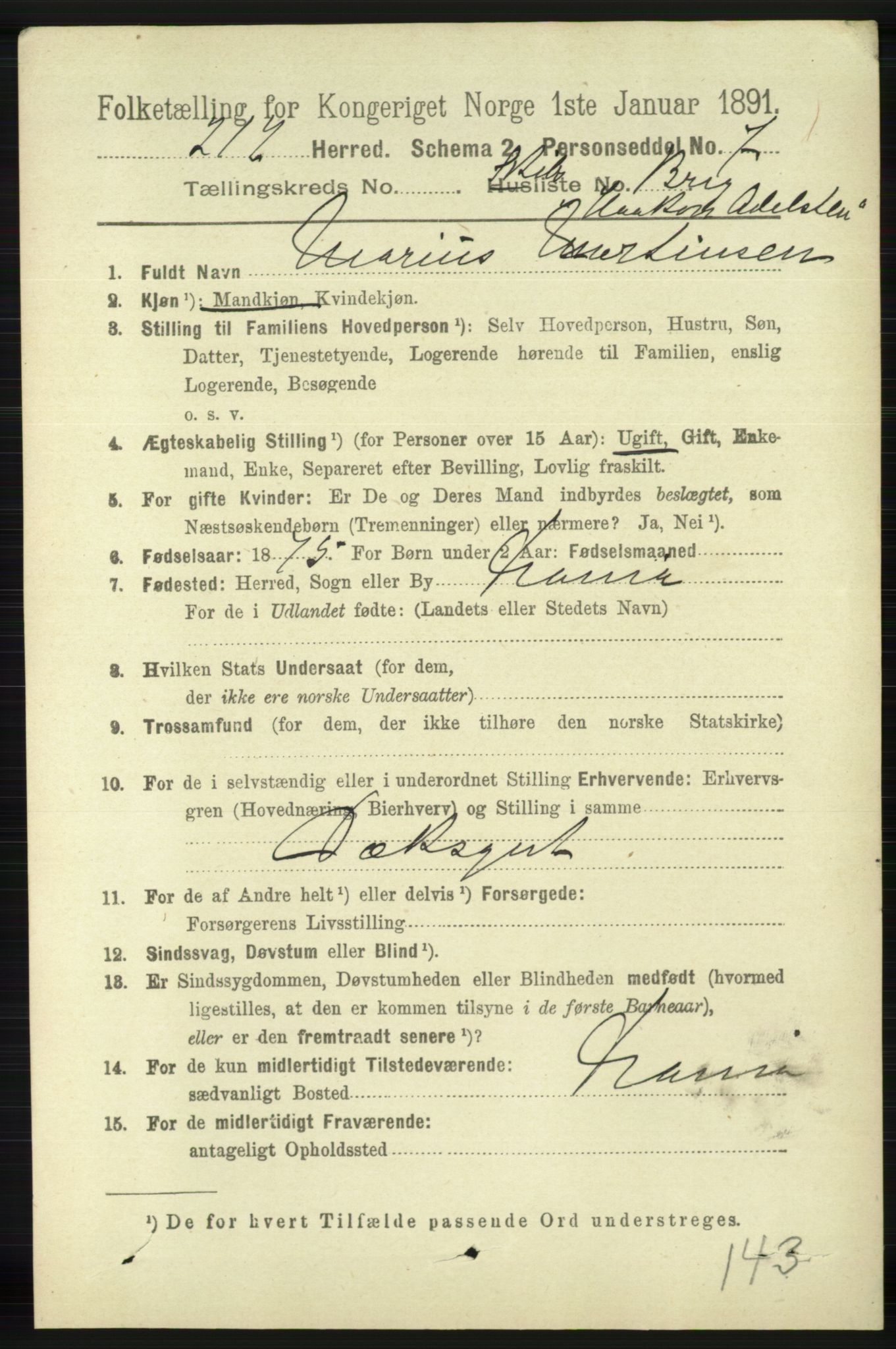 RA, 1891 census for 1116 Eigersund herred, 1891, p. 3438