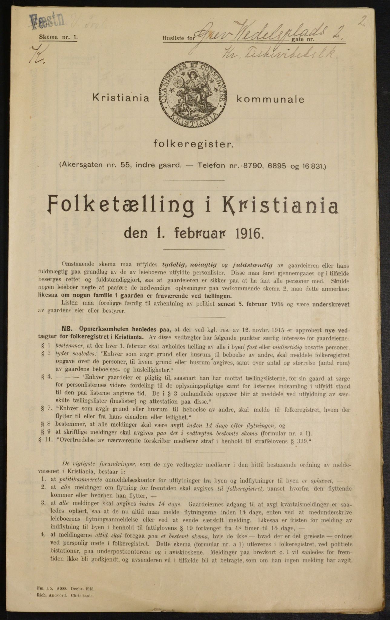 OBA, Municipal Census 1916 for Kristiania, 1916, p. 30442