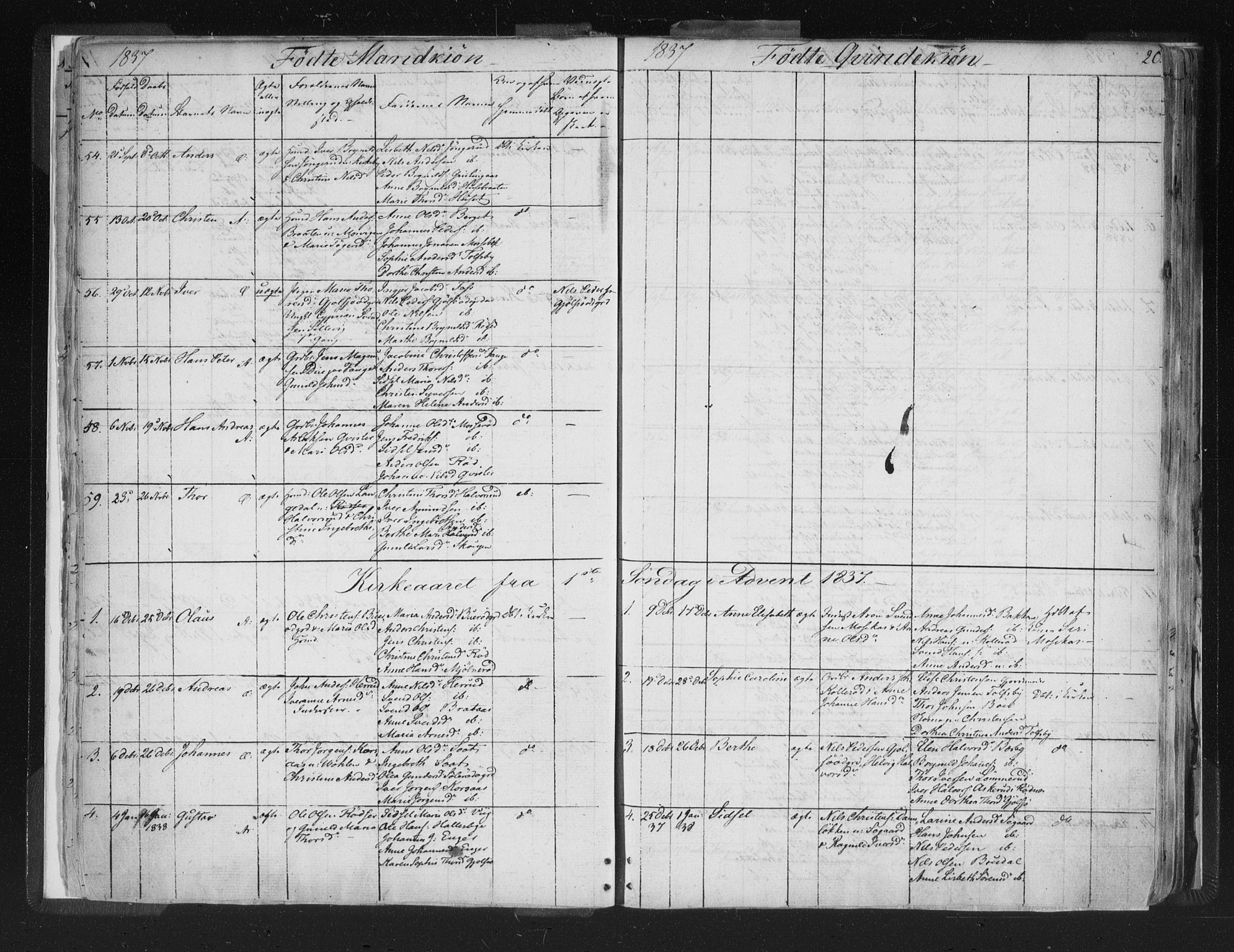 Aremark prestekontor Kirkebøker, SAO/A-10899/F/Fc/L0002: Parish register (official) no. III 2, 1834-1849, p. 20