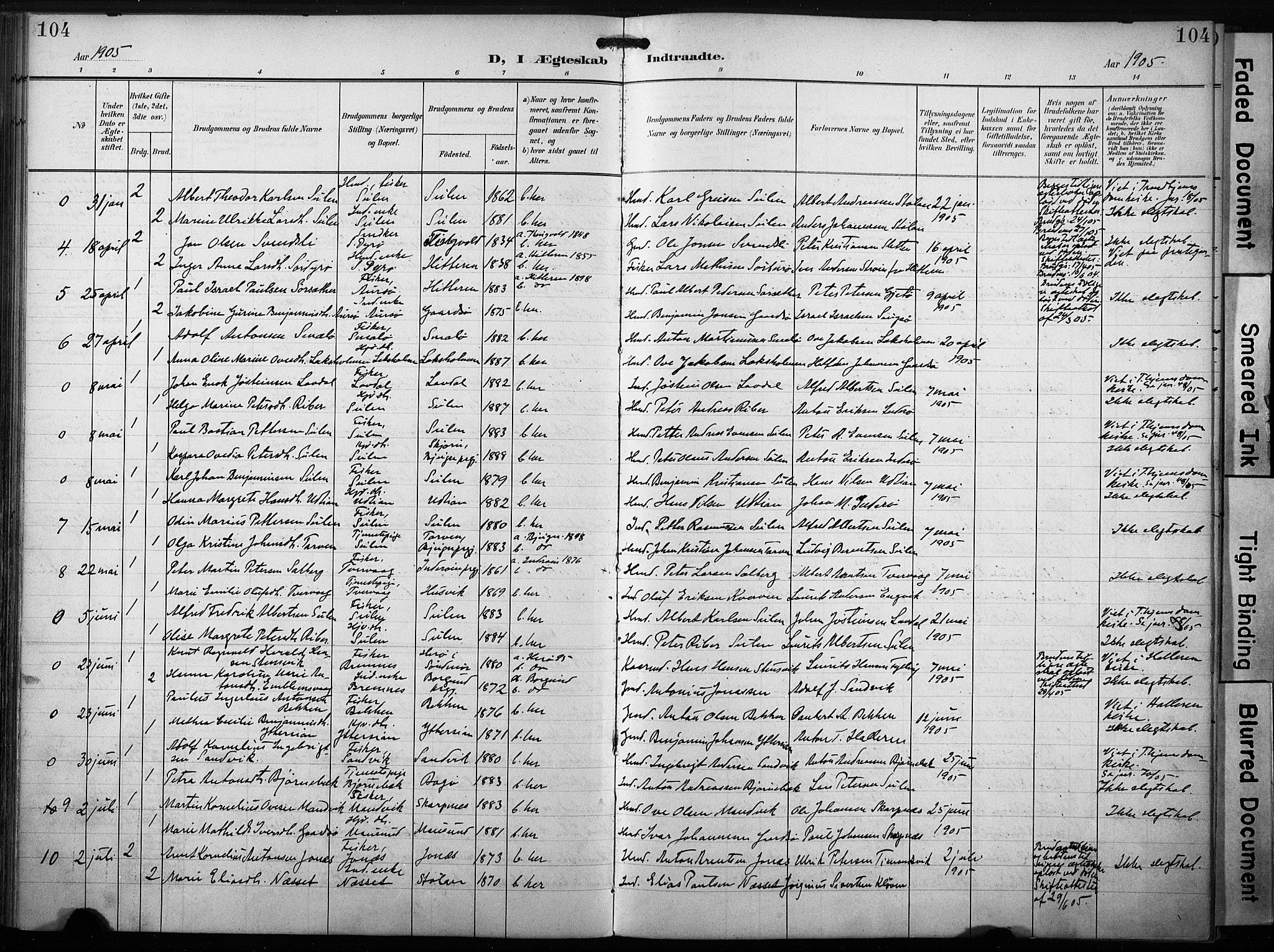 Ministerialprotokoller, klokkerbøker og fødselsregistre - Sør-Trøndelag, AV/SAT-A-1456/640/L0580: Parish register (official) no. 640A05, 1902-1910, p. 104