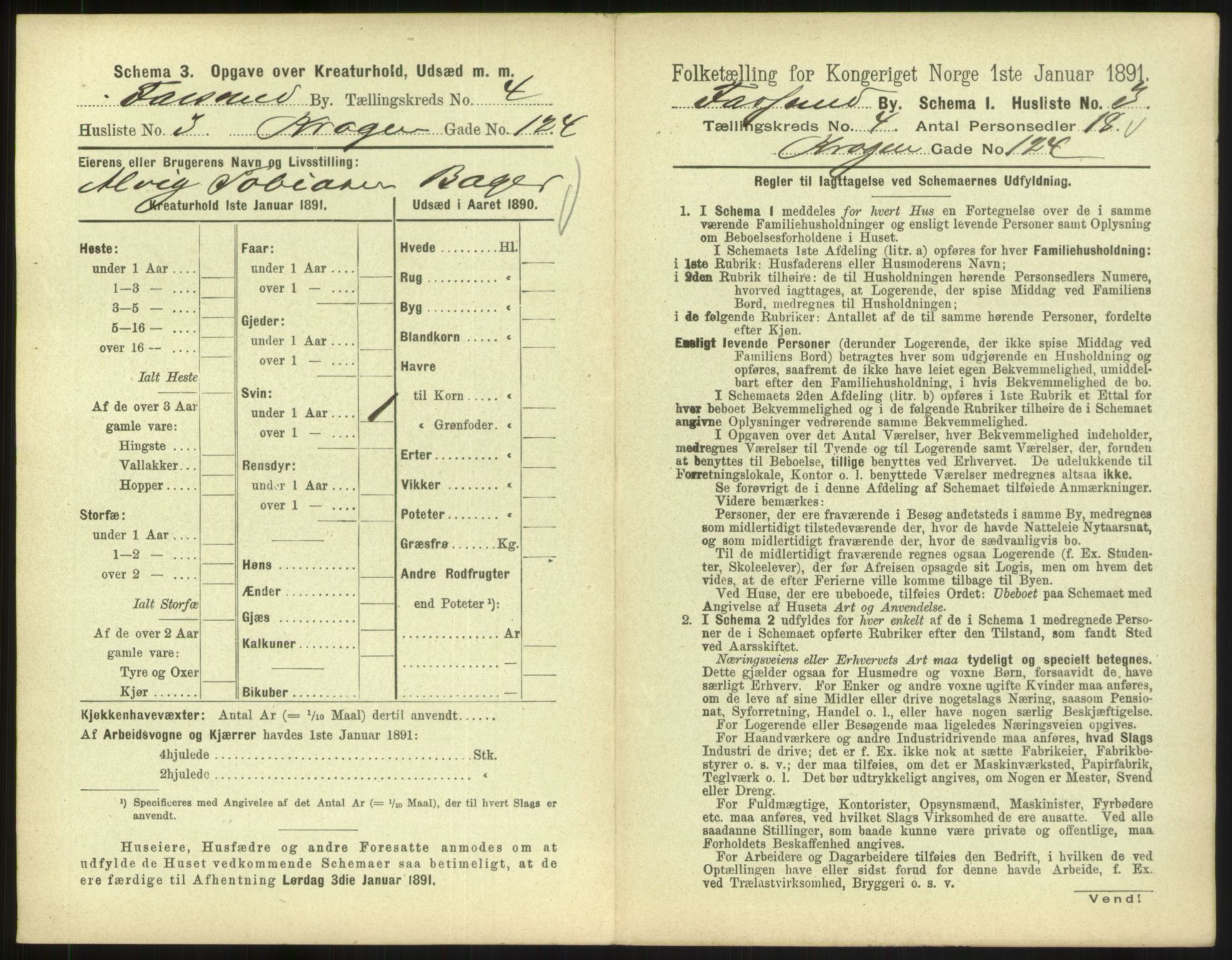 RA, 1891 census for 1003 Farsund, 1891, p. 332