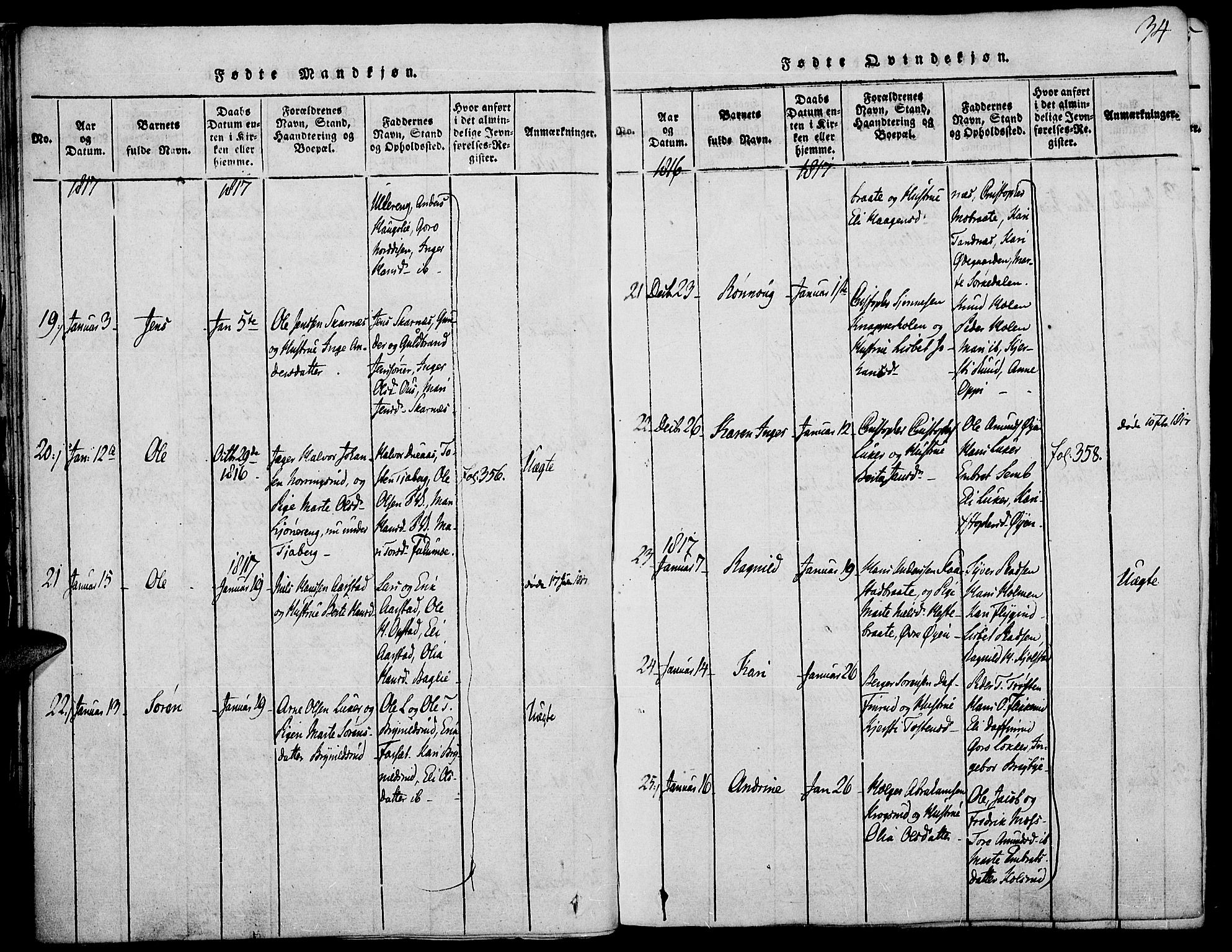 Strøm-Odalen prestekontor, AV/SAH-PREST-028/H/Ha/Haa/L0006: Parish register (official) no. 6, 1814-1850, p. 34