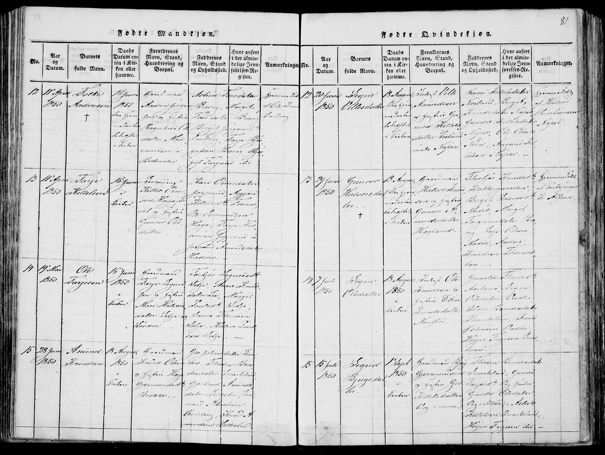 Fyresdal kirkebøker, SAKO/A-263/F/Fa/L0004: Parish register (official) no. I 4, 1815-1854, p. 81