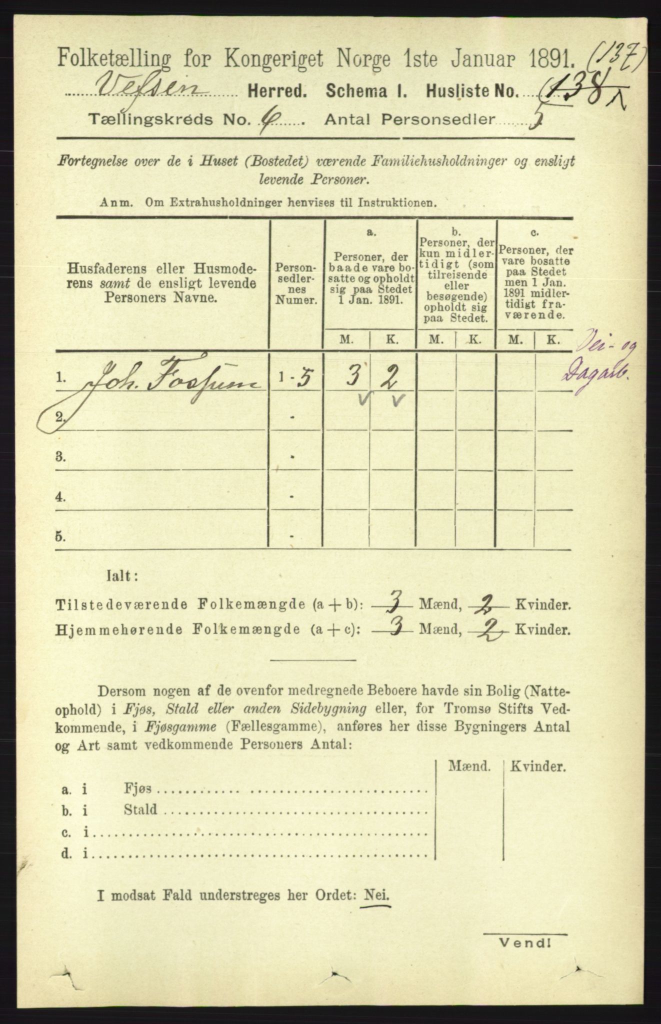 RA, 1891 census for 1824 Vefsn, 1891, p. 2802