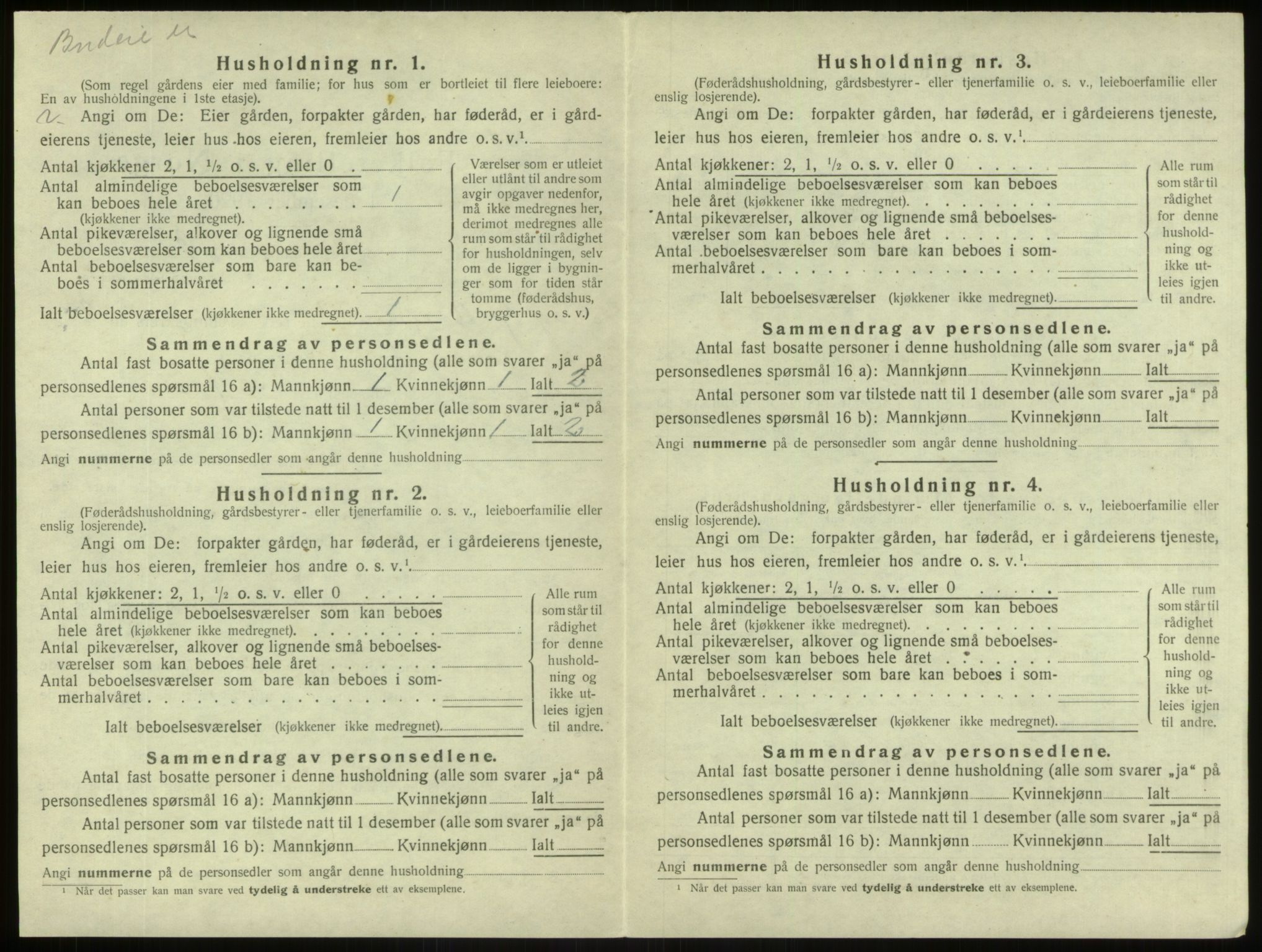 SAB, 1920 census for Borgund, 1920, p. 168