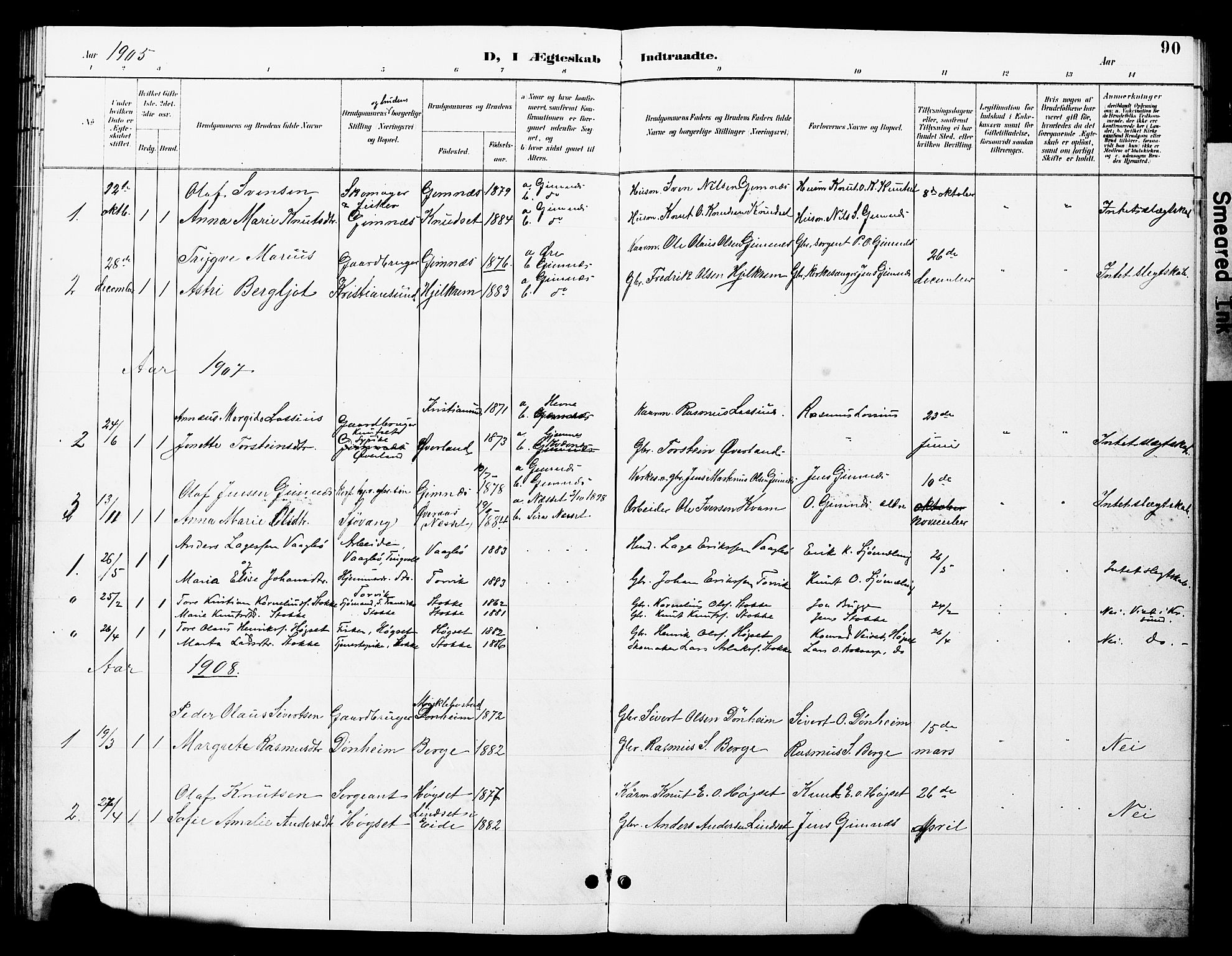 Ministerialprotokoller, klokkerbøker og fødselsregistre - Møre og Romsdal, SAT/A-1454/585/L0973: Parish register (copy) no. 585C01, 1893-1930, p. 90