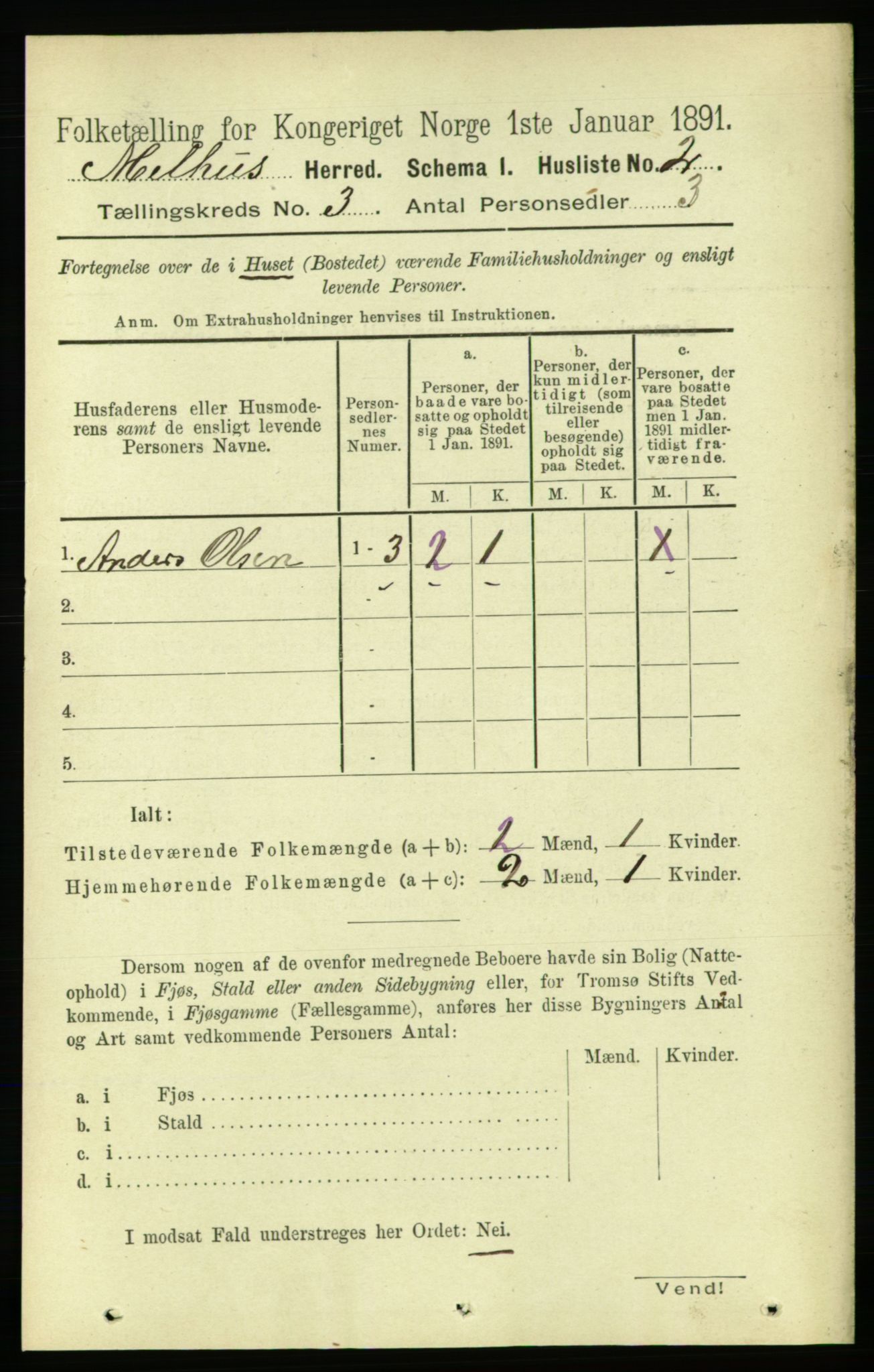 RA, 1891 census for 1653 Melhus, 1891, p. 1273