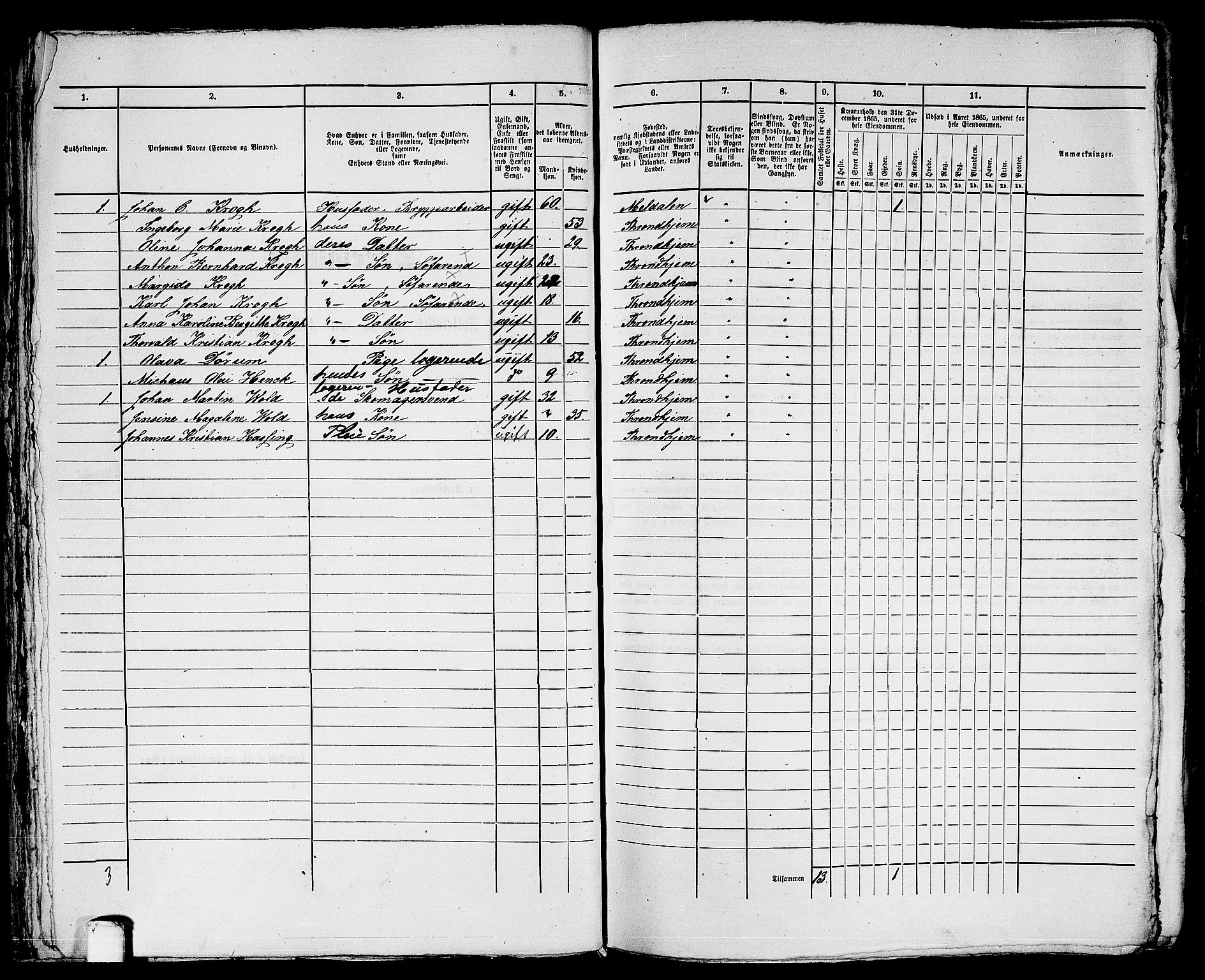 RA, 1865 census for Trondheim, 1865, p. 2644