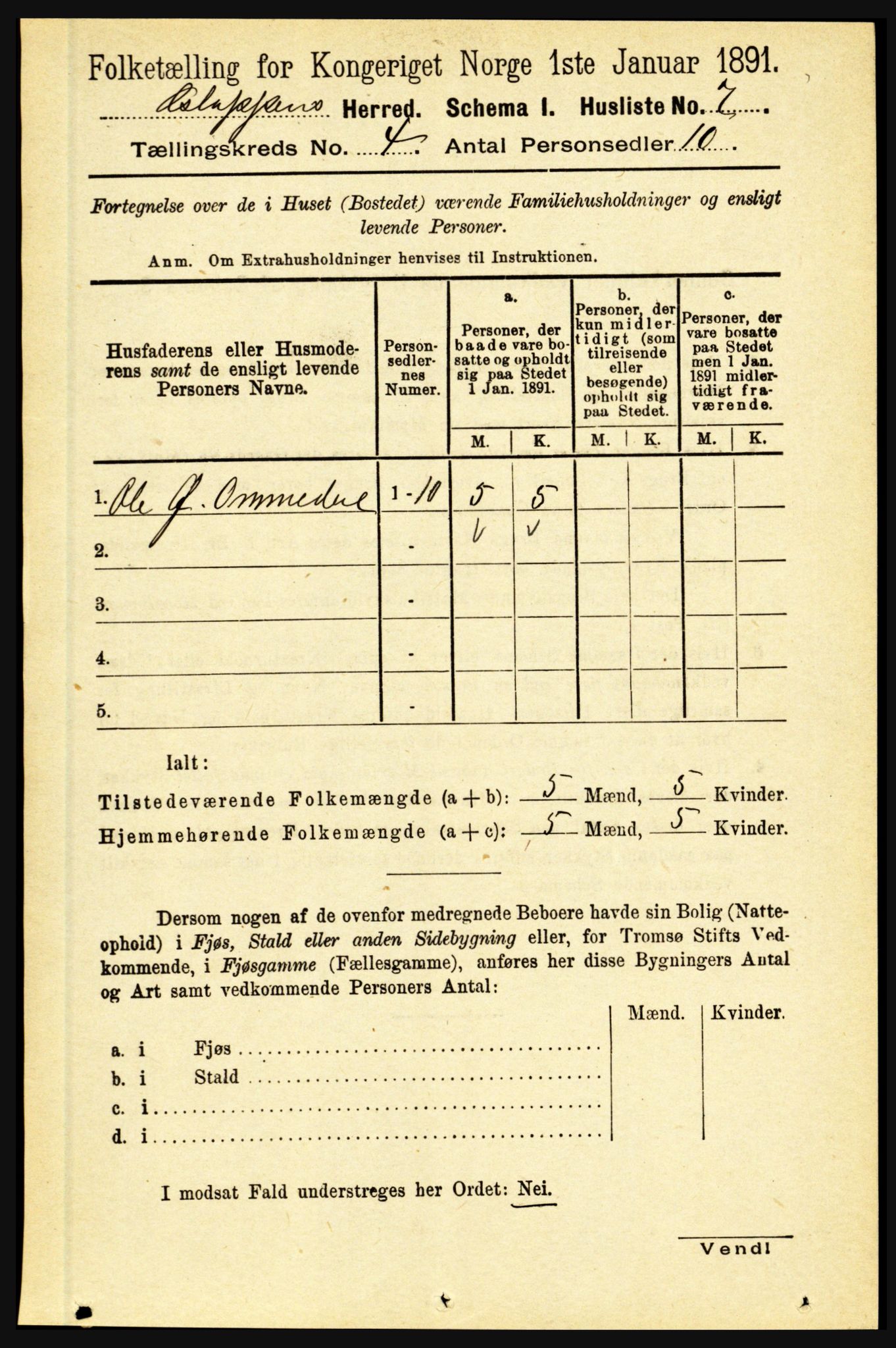 RA, 1891 census for 1445 Gloppen, 1891, p. 1643