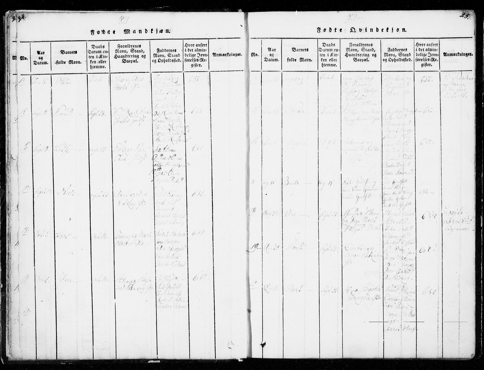 Ministerialprotokoller, klokkerbøker og fødselsregistre - Møre og Romsdal, AV/SAT-A-1454/578/L0903: Parish register (official) no. 578A02, 1819-1838, p. 24-25