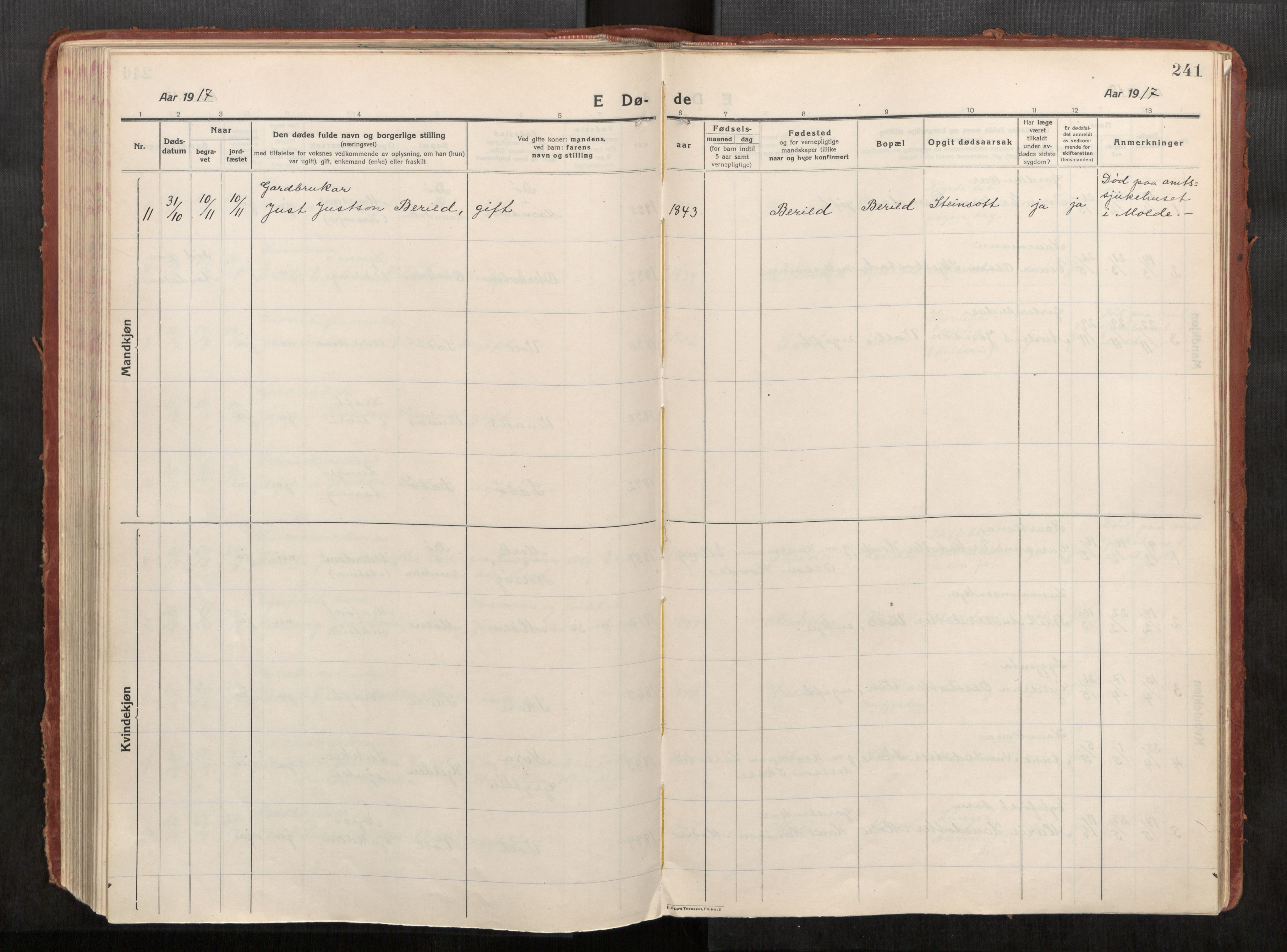 Eid sokneprestkontor, AV/SAT-A-1254: Parish register (official) no. 543A04, 1916-1956, p. 241