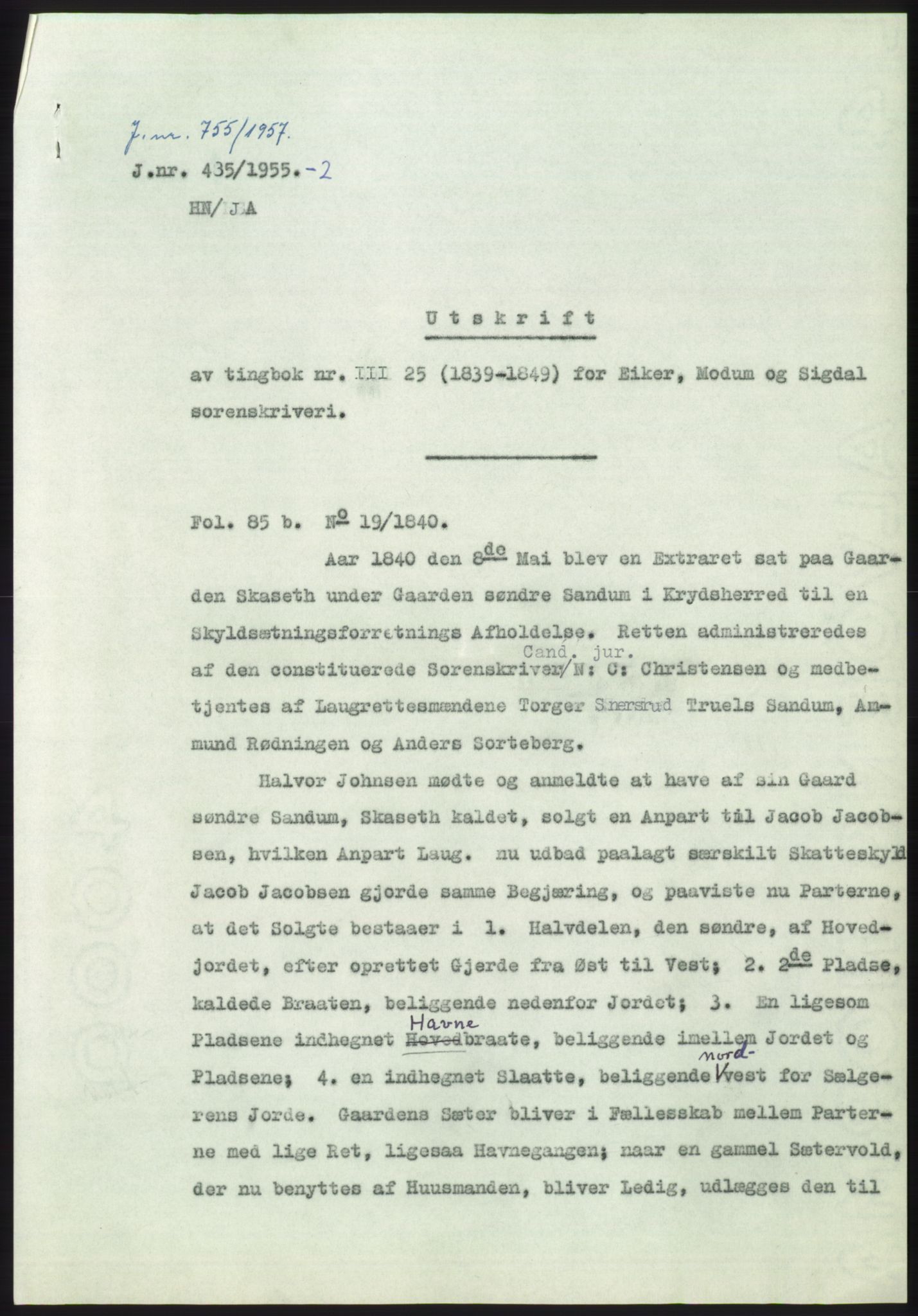 Statsarkivet i Kongsberg, SAKO/A-0001, 1955, p. 223