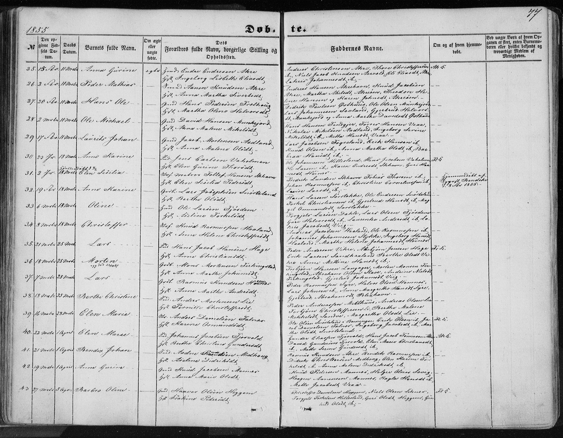 Skudenes sokneprestkontor, SAST/A -101849/H/Ha/Haa/L0004: Parish register (official) no. A 3.1, 1847-1863, p. 77