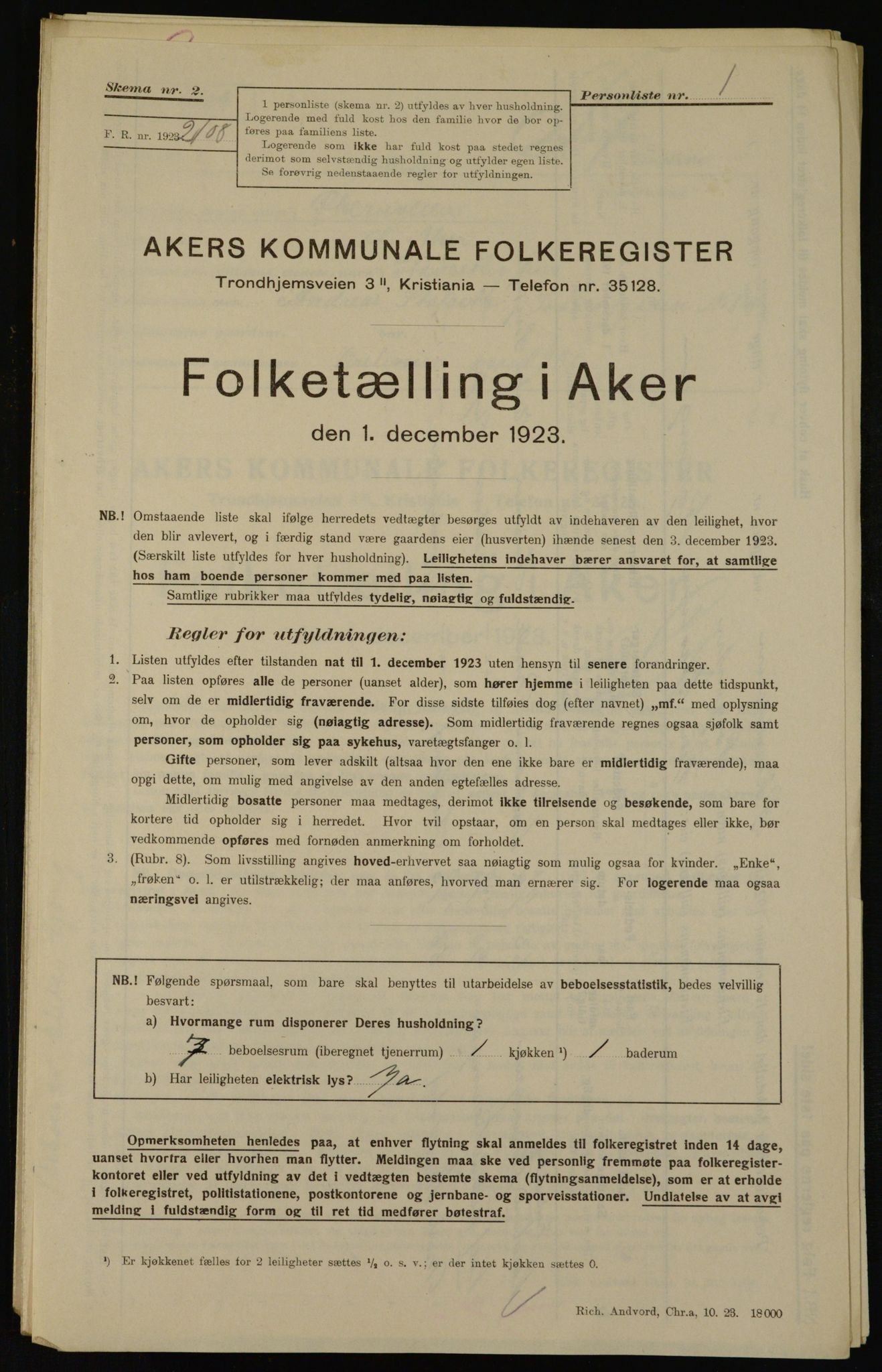 , Municipal Census 1923 for Aker, 1923, p. 35816