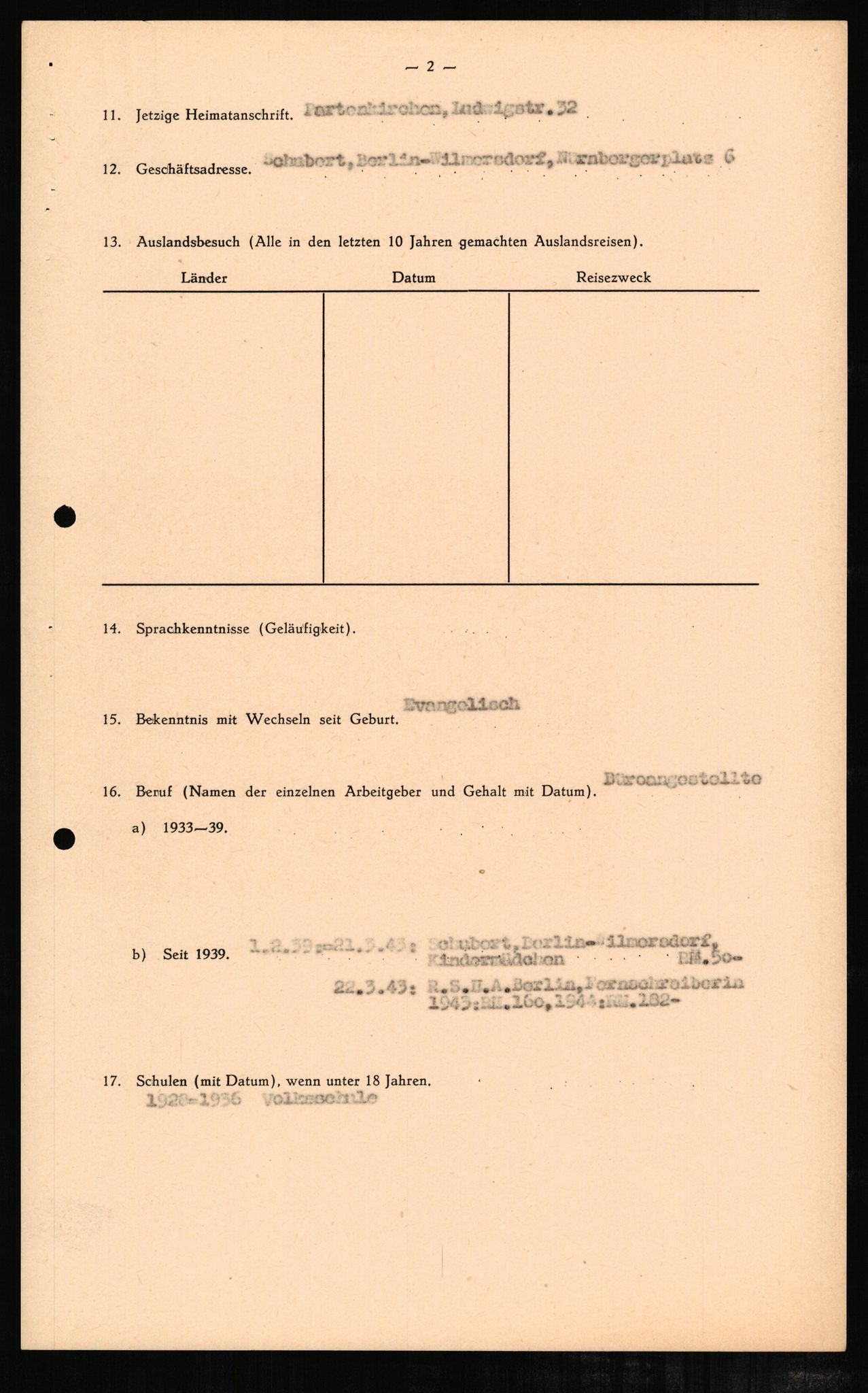 Forsvaret, Forsvarets overkommando II, RA/RAFA-3915/D/Db/L0002: CI Questionaires. Tyske okkupasjonsstyrker i Norge. Tyskere., 1945-1946, p. 80